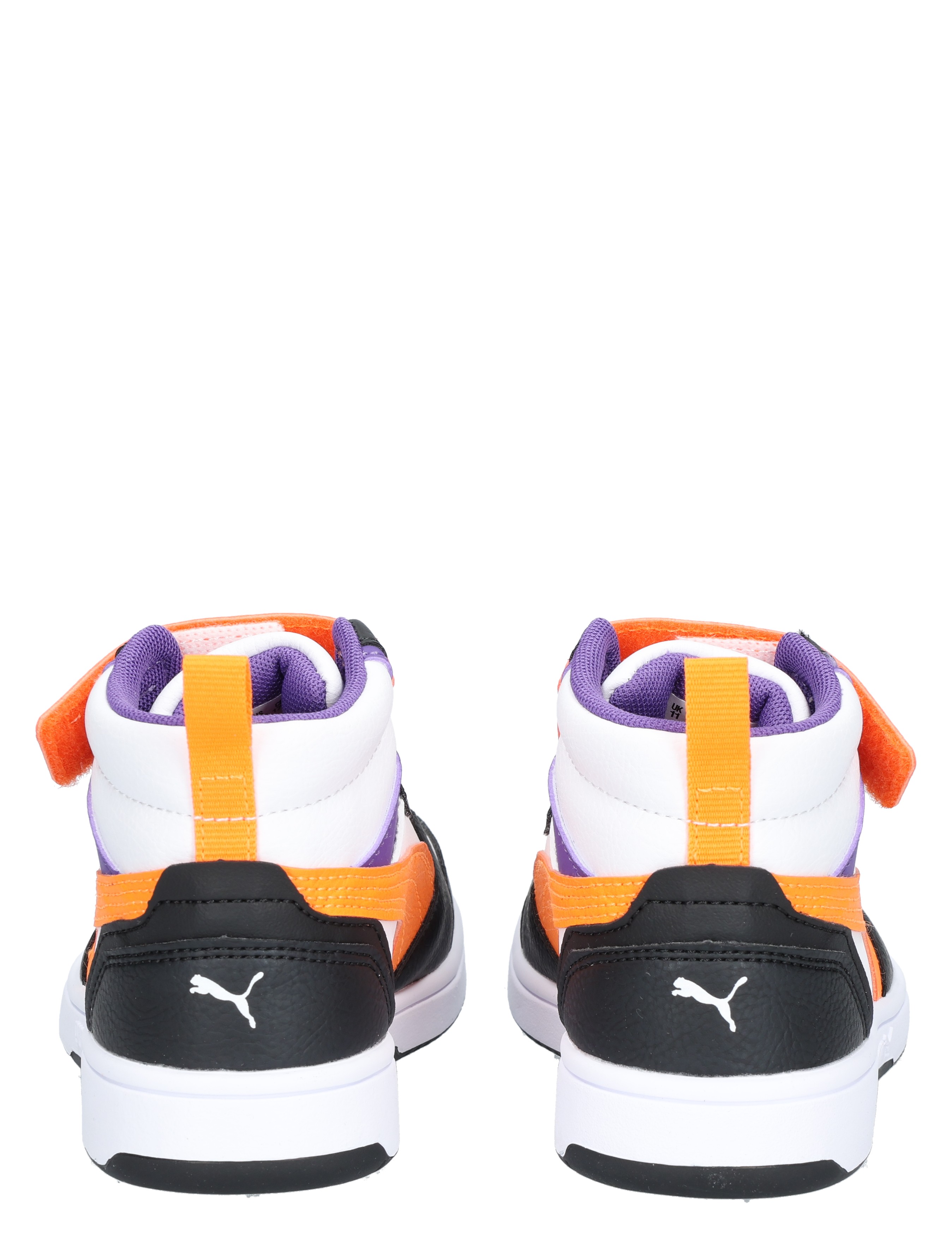 Puma - Rebound V6 Mid Velcro 34 White Orange Black - Meisjes - Lage Sneakers - Sneakers - 48077_84_6