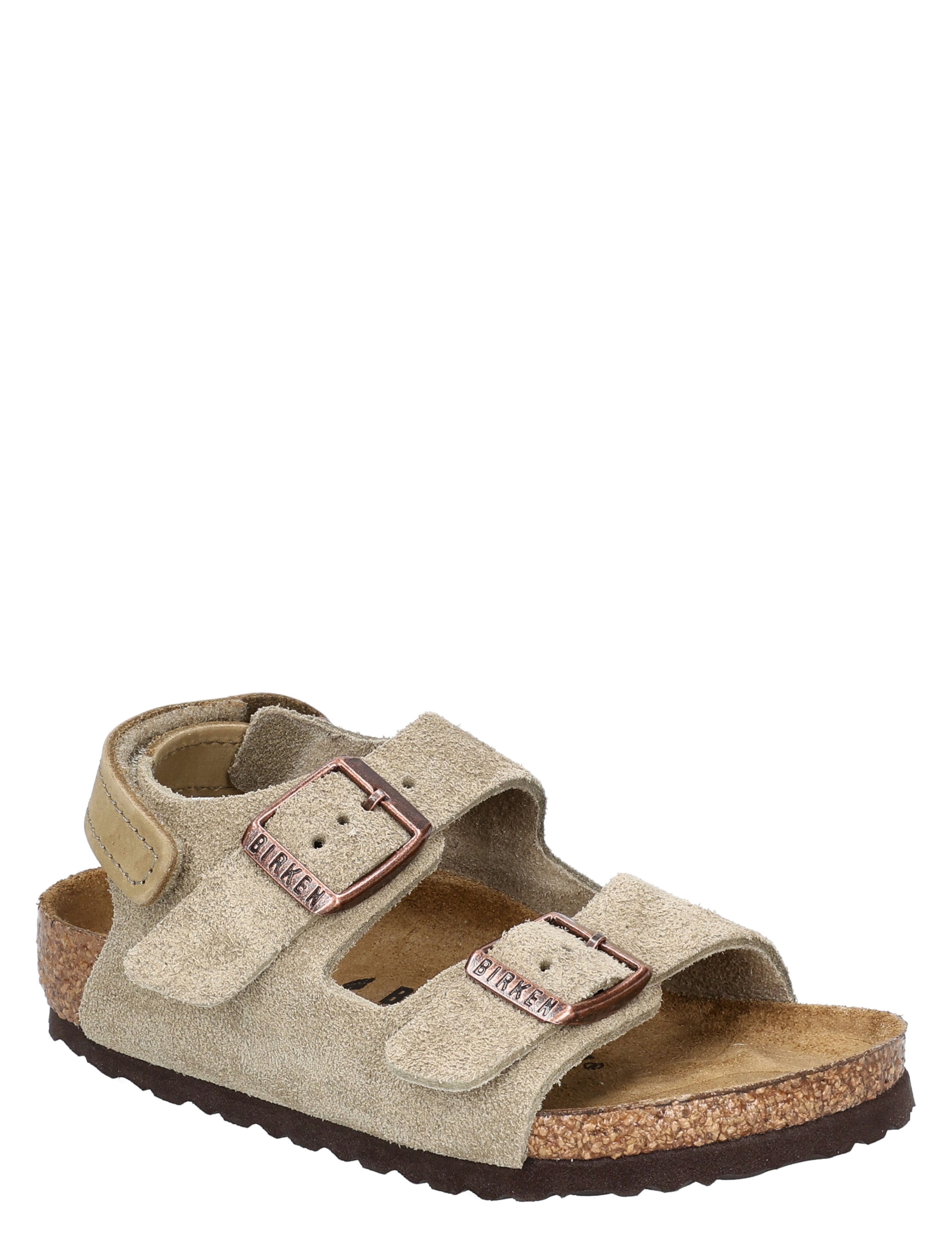 sandaal, open sandal, korkzool, tweelaags, beige suede
