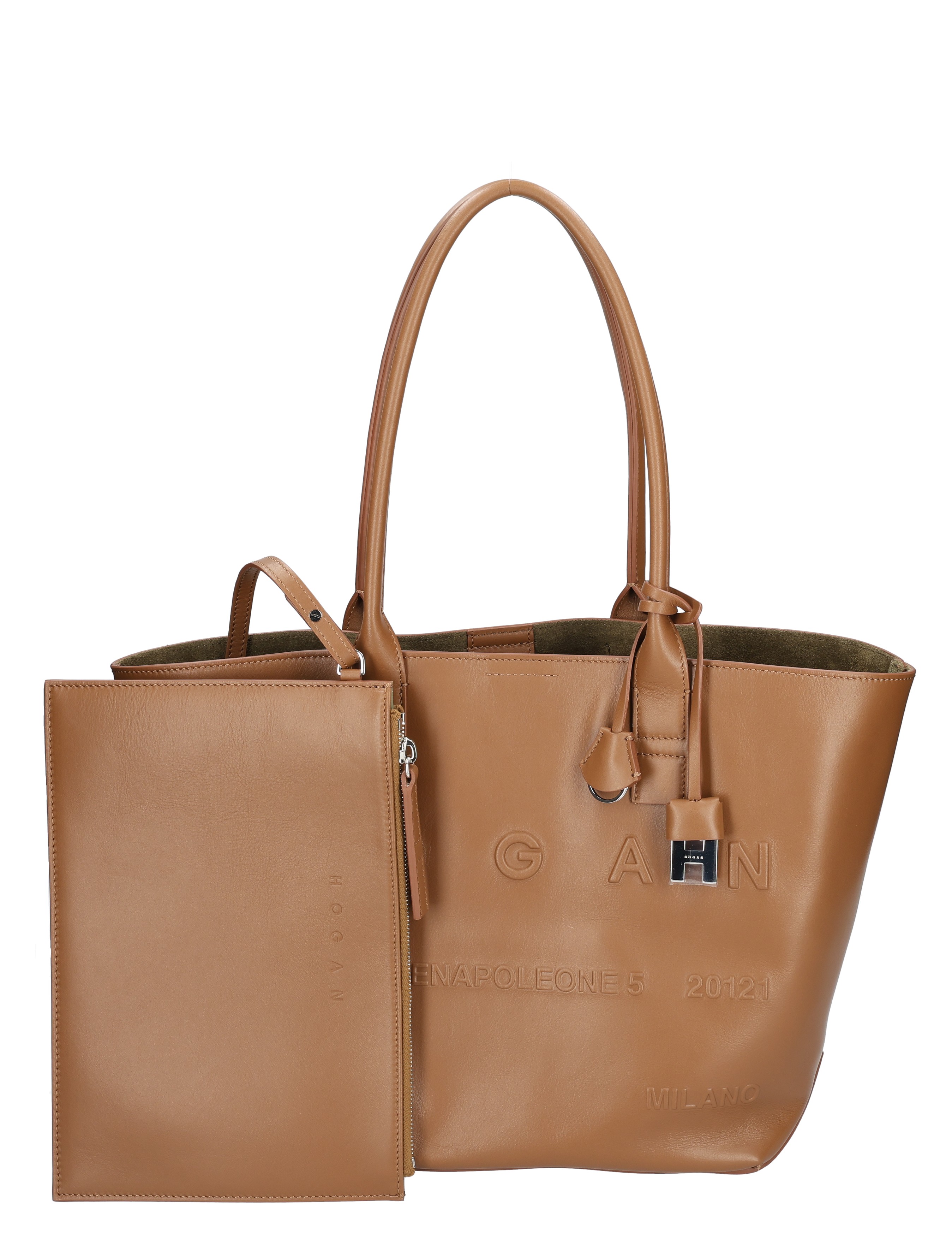 Hogan - Script Shopping Bag Small Brown - Dames - Schoudertassen - 49671_22_4