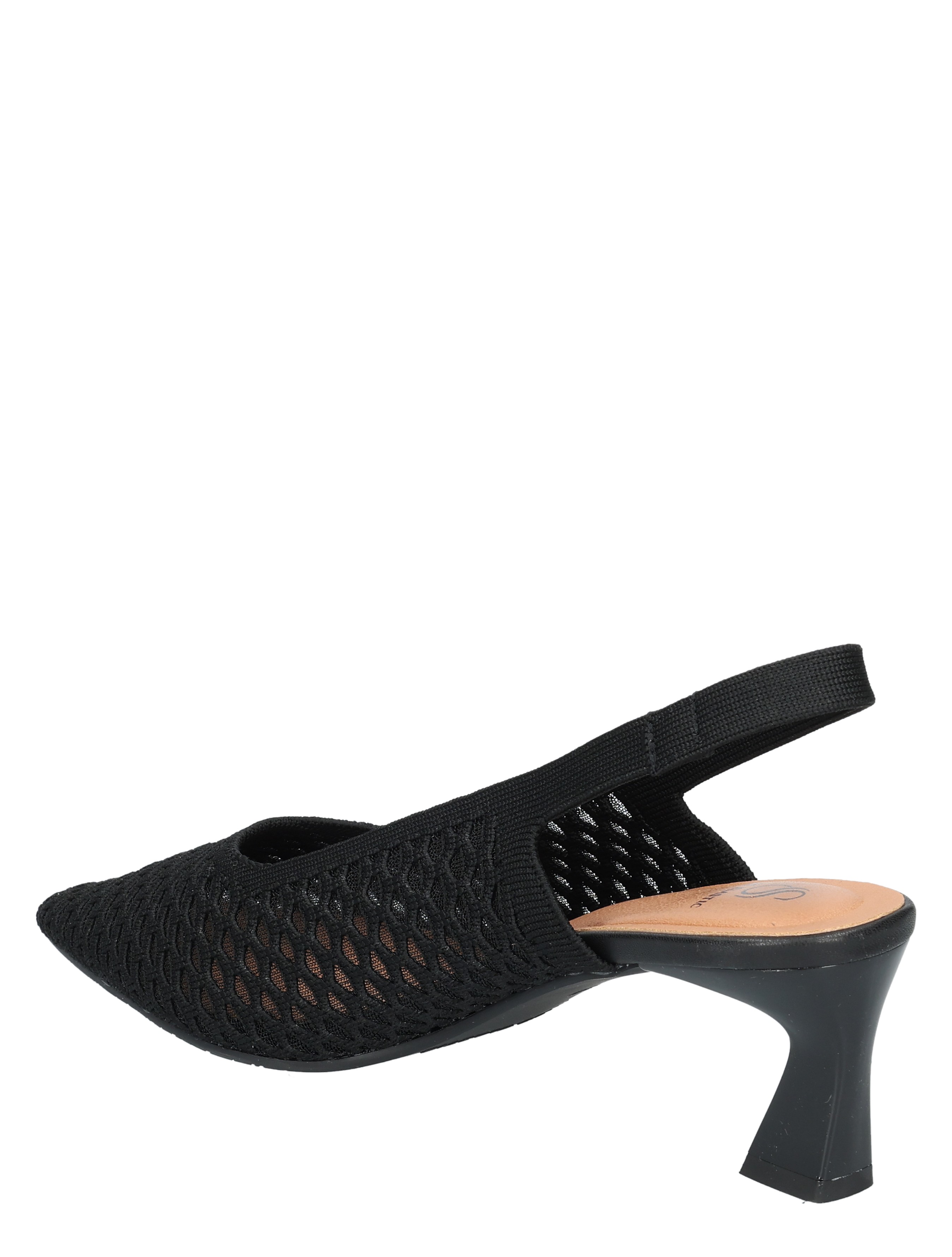 open toe, mesh, Slingback, black, mid heel