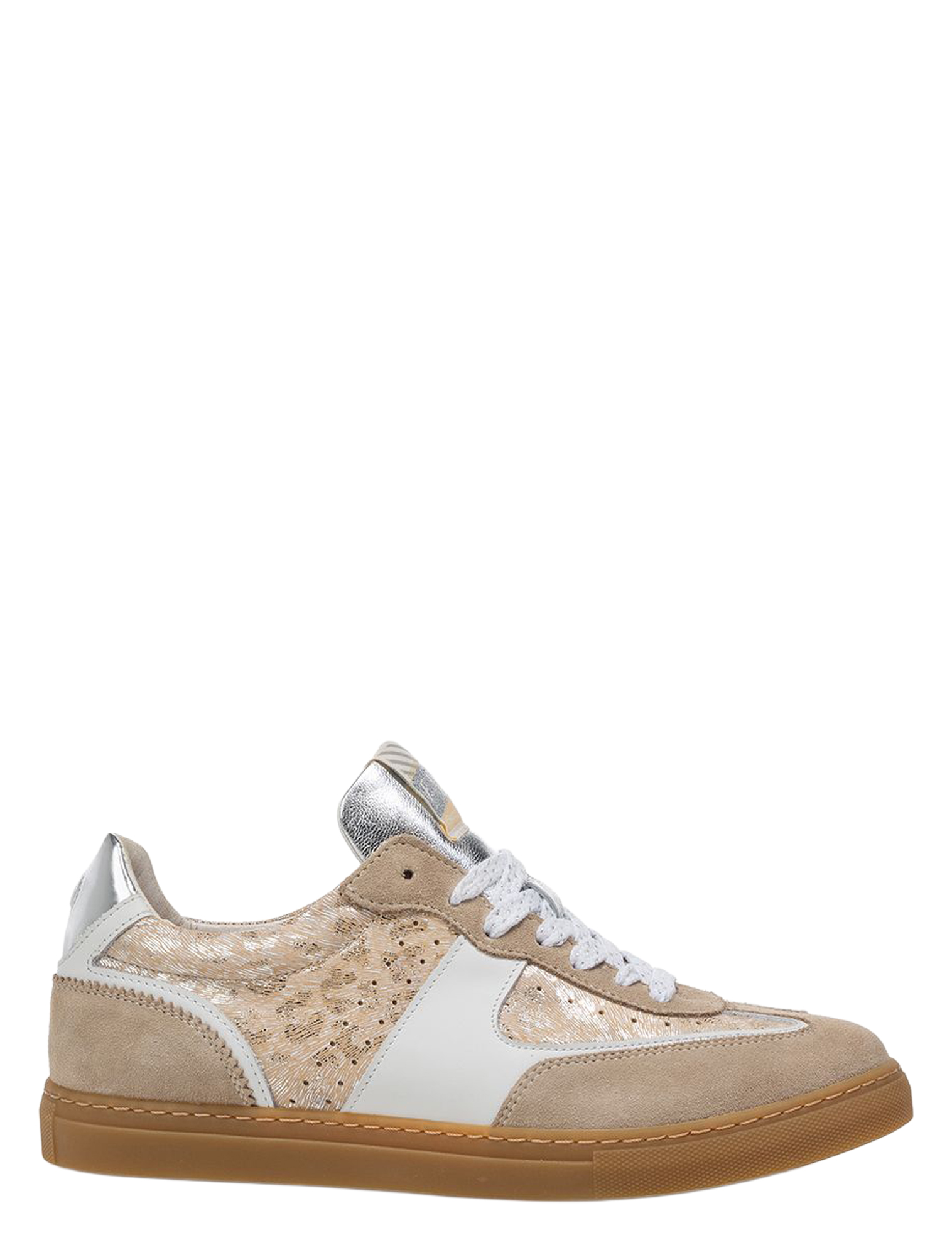 sneaker, veterschoen, suede, glitter, gum outsole