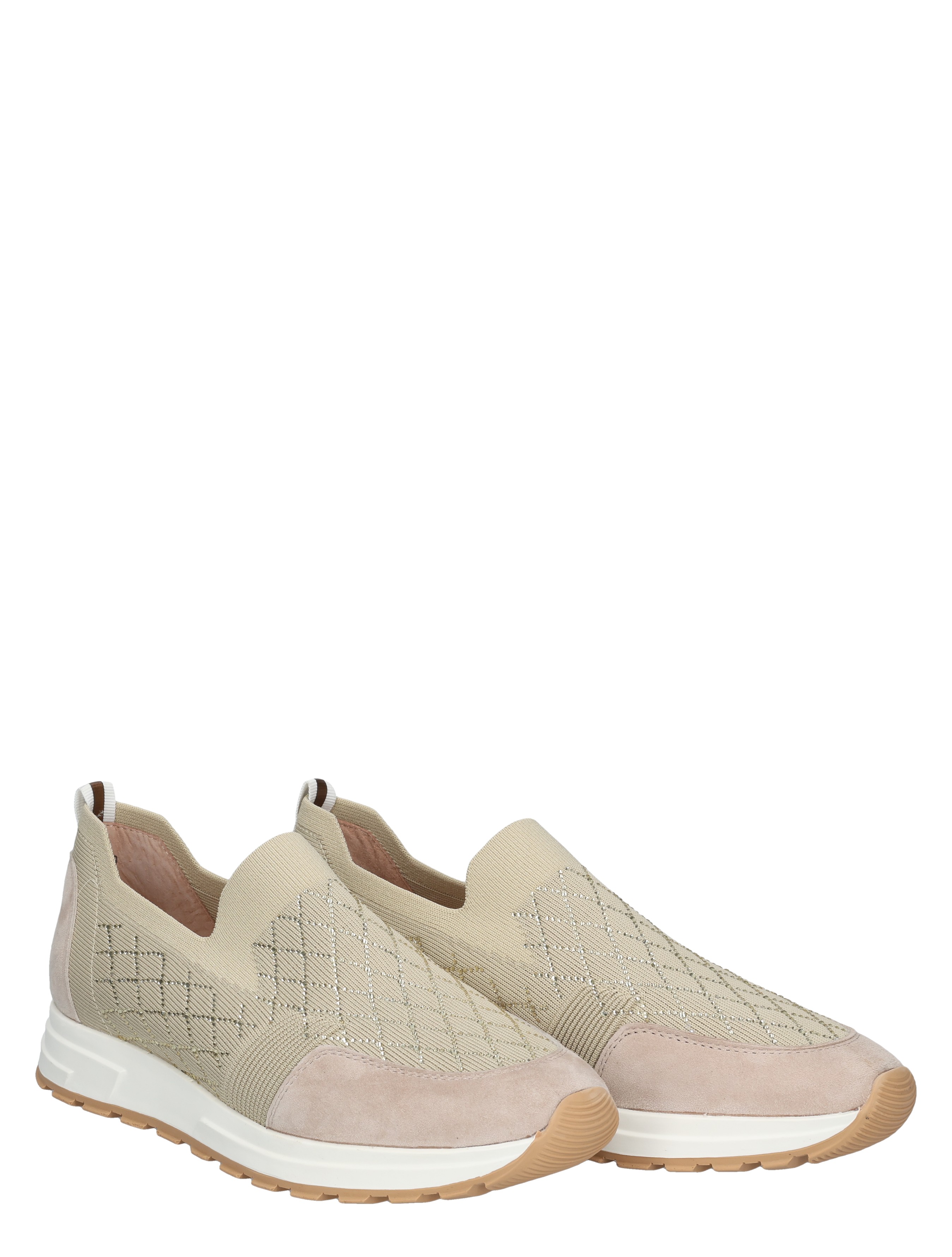slip-ons, gebreide knit, beige, suède neus, rubberen zool, sneaker, slip-on, neutraal, gebreide patroonte, suède details