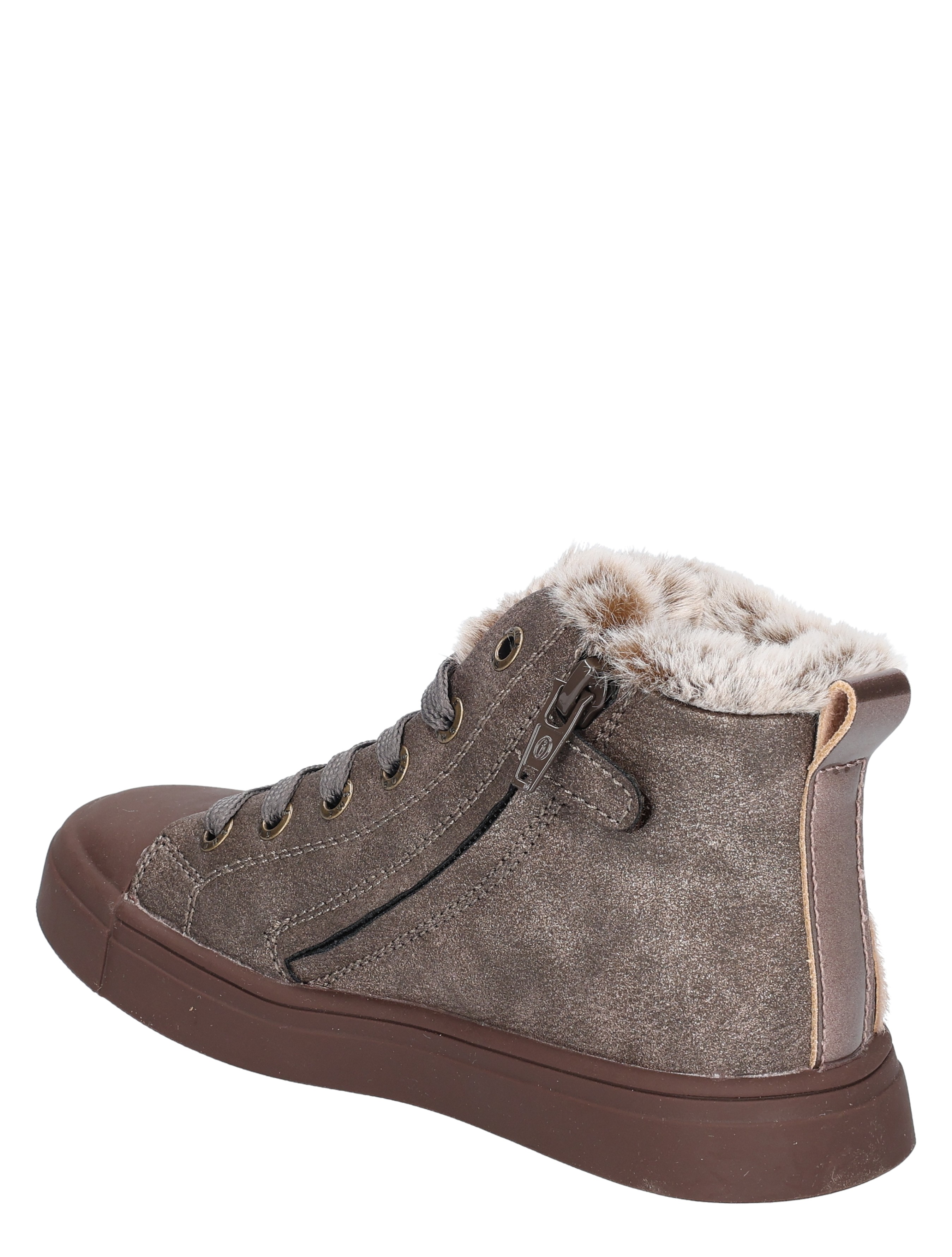 boot, mid calf, brown, fur lining, zip
