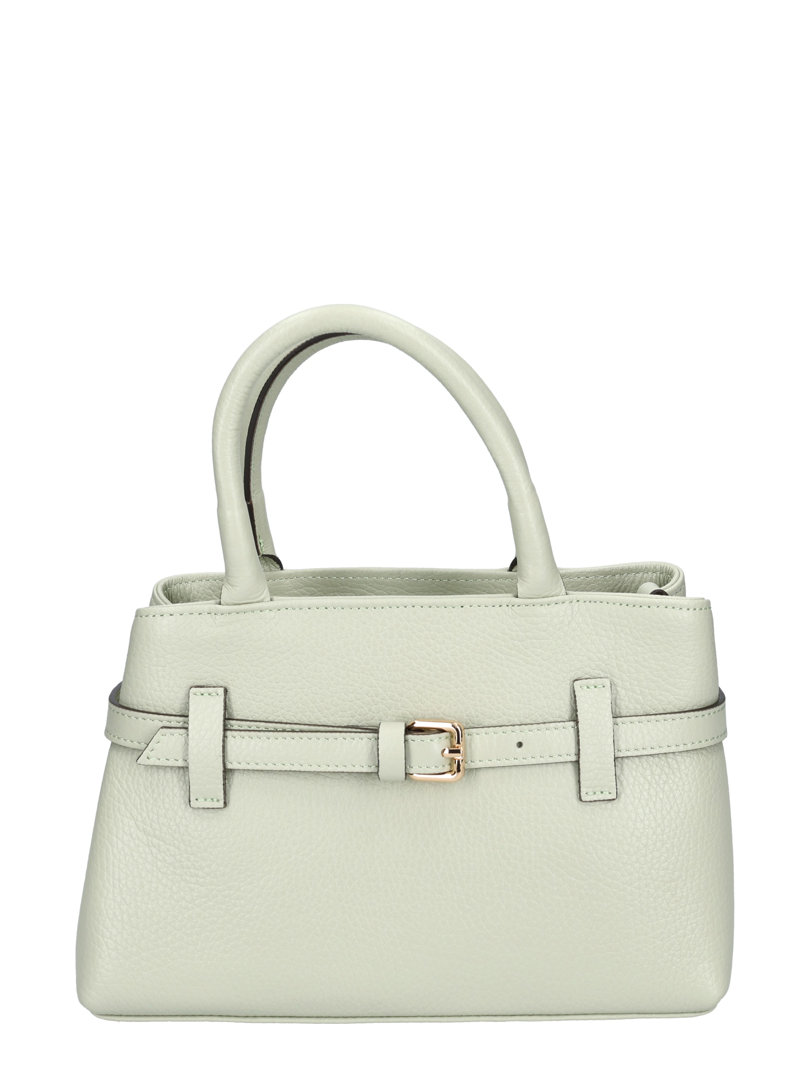 tasje, handtas, leren, kleur: lichtgroen, riemsluiting