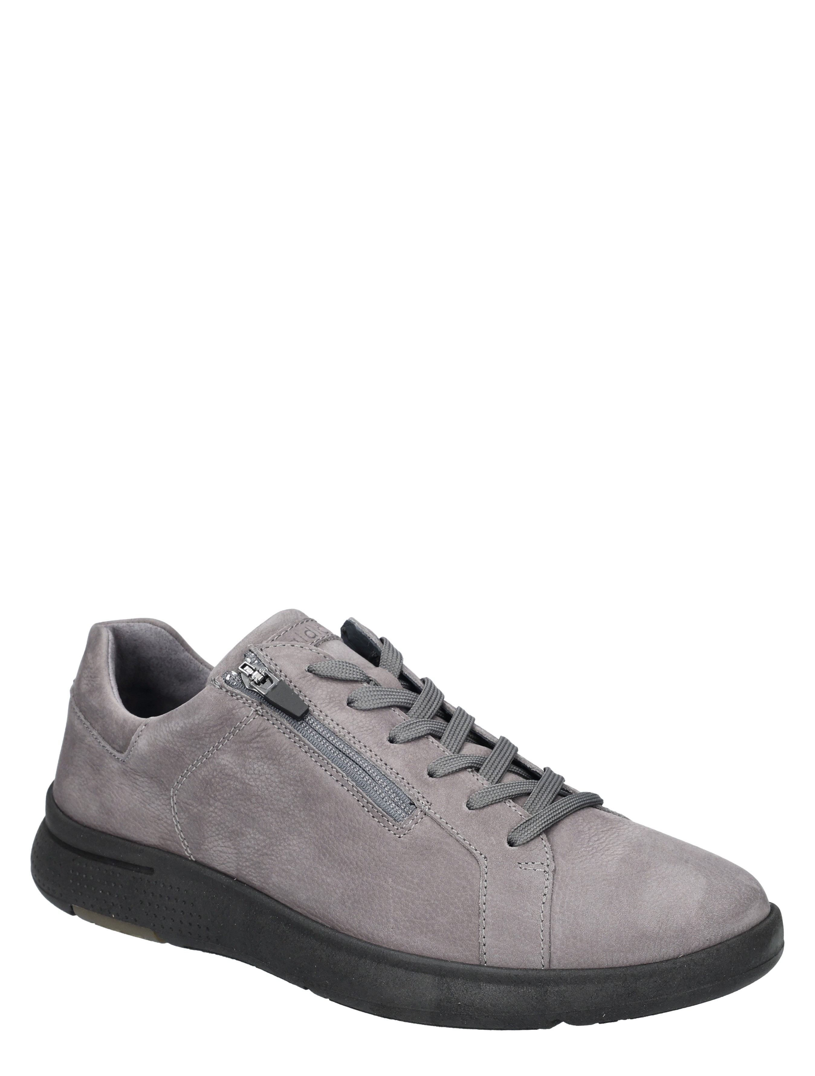 sneaker, grijze schoen, suède, rits aan de zijkant, loopzool
