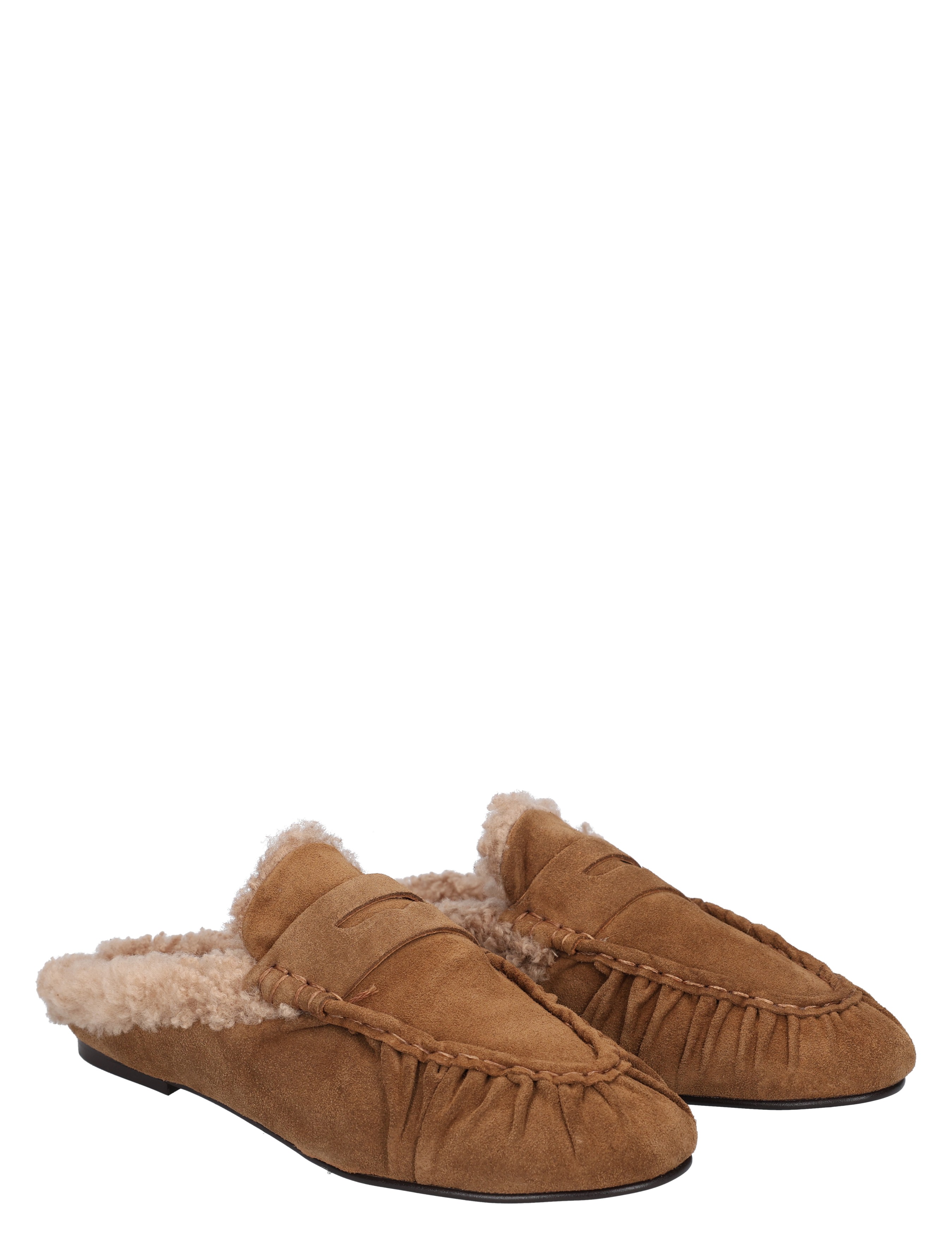 slippers, moccasins, furry, brown, shearling