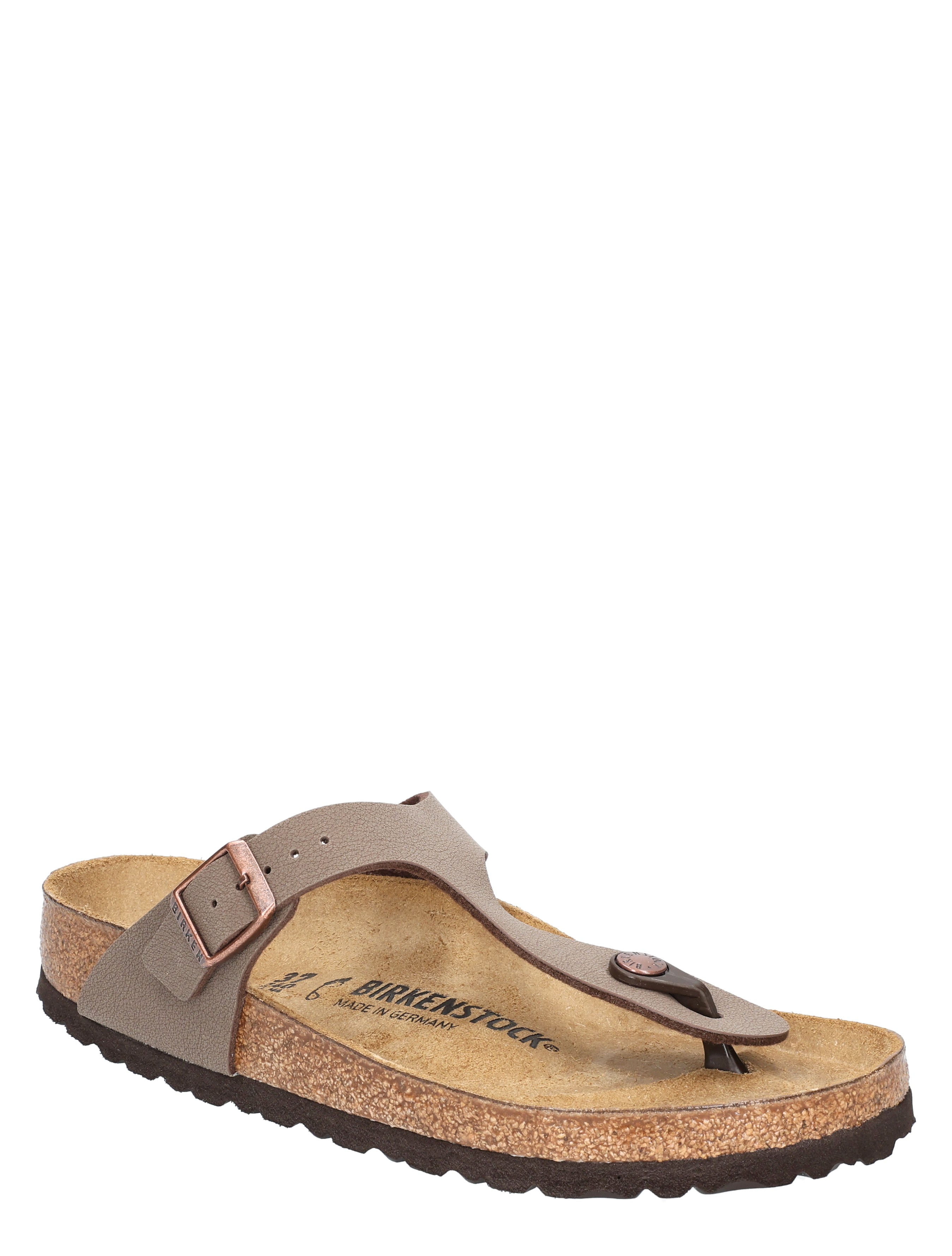 sandalen, leren band, t-band, gesp, korkzool
