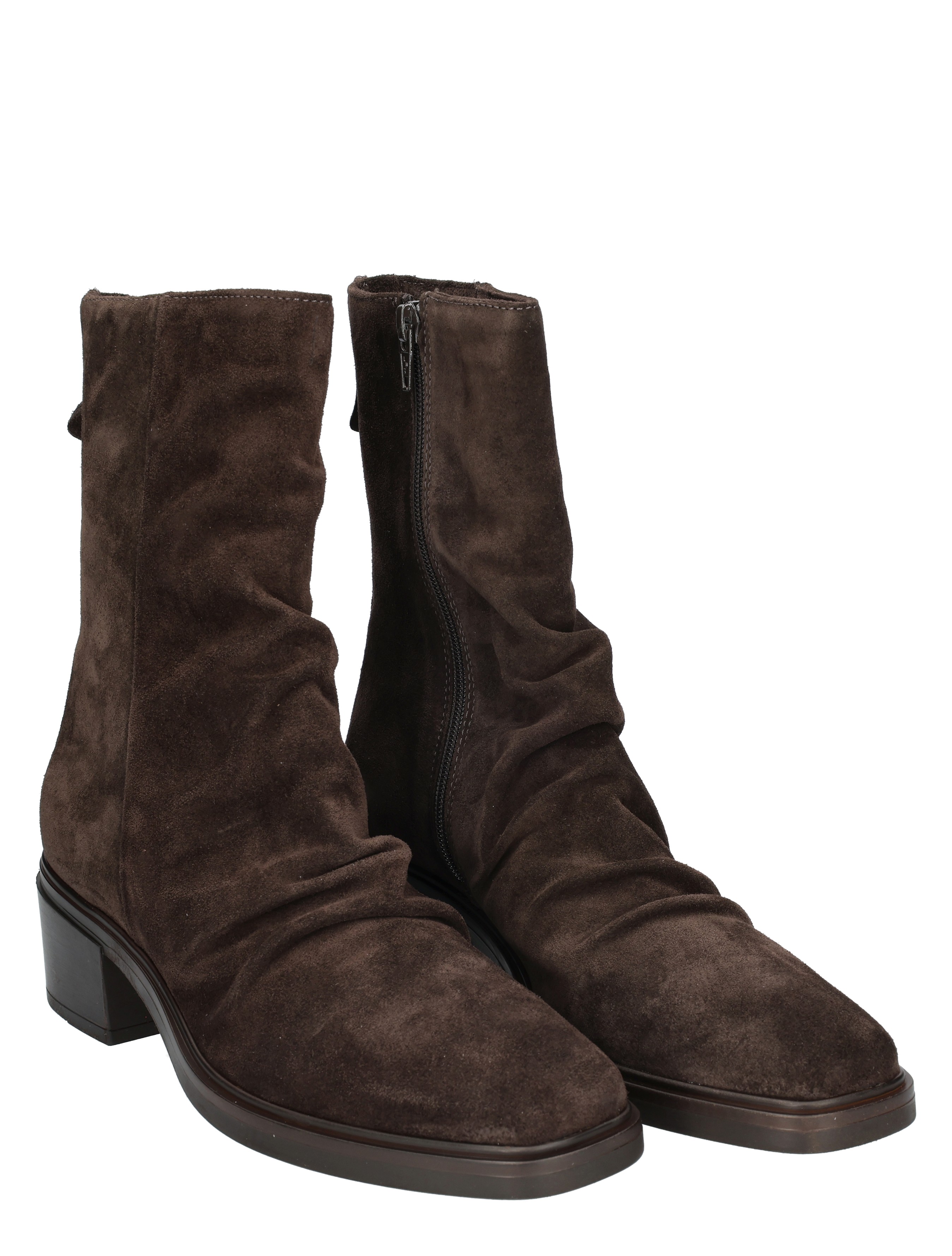 zon, bruine, suede, laars, enkellaars