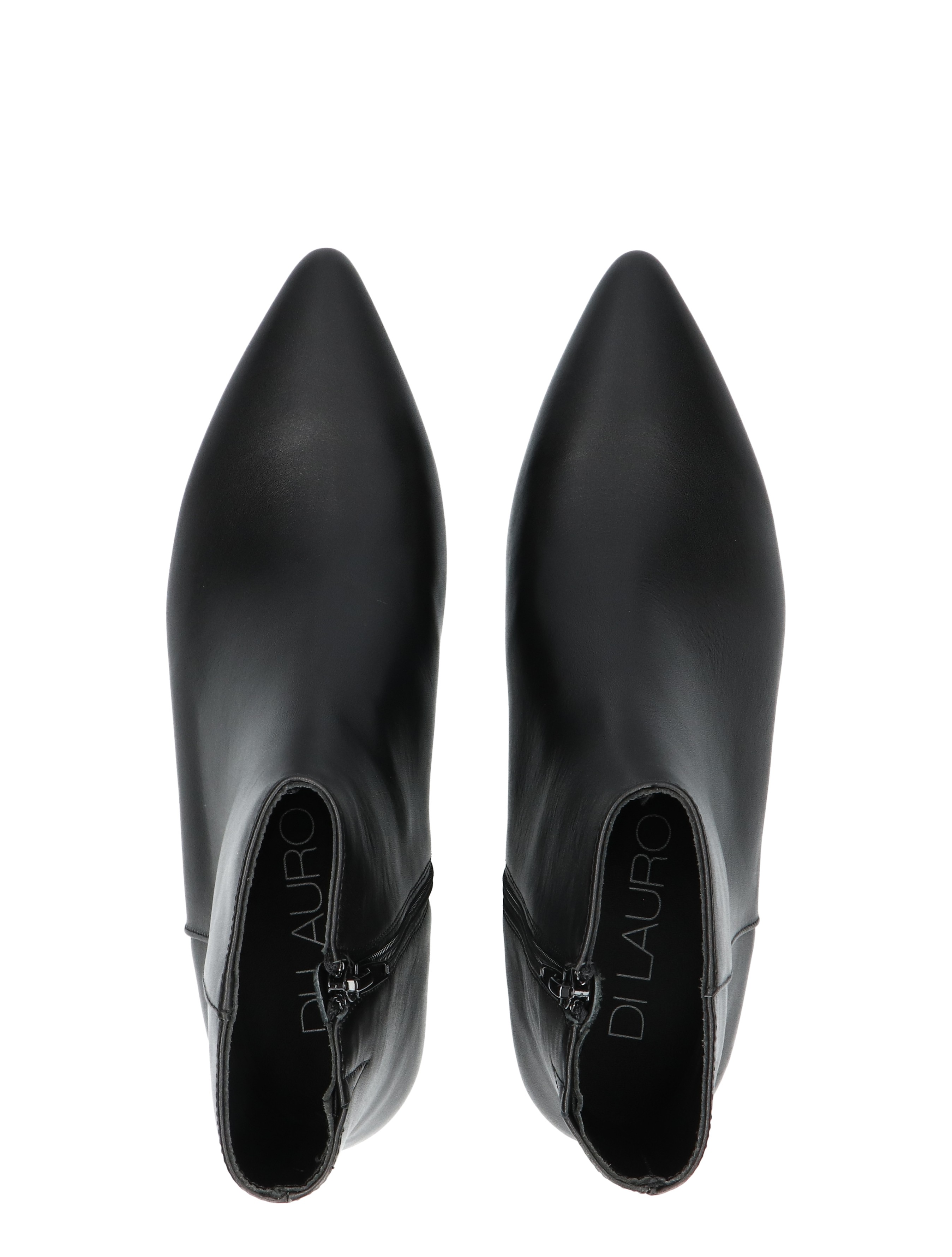 schoenen, laarsjes, zwarte, leder, puntig