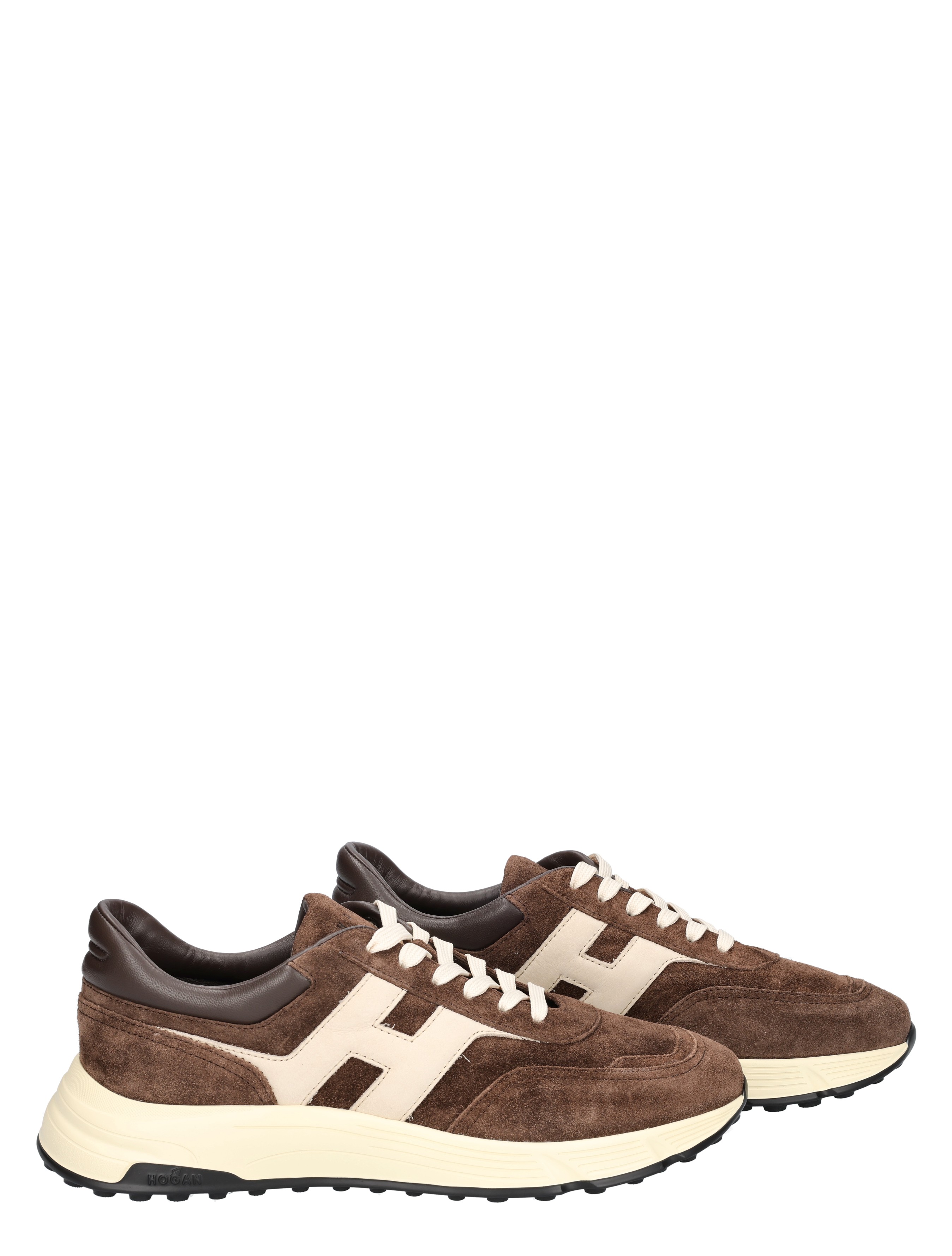 sneakers, bruin, suede, loopers, logo-vrij