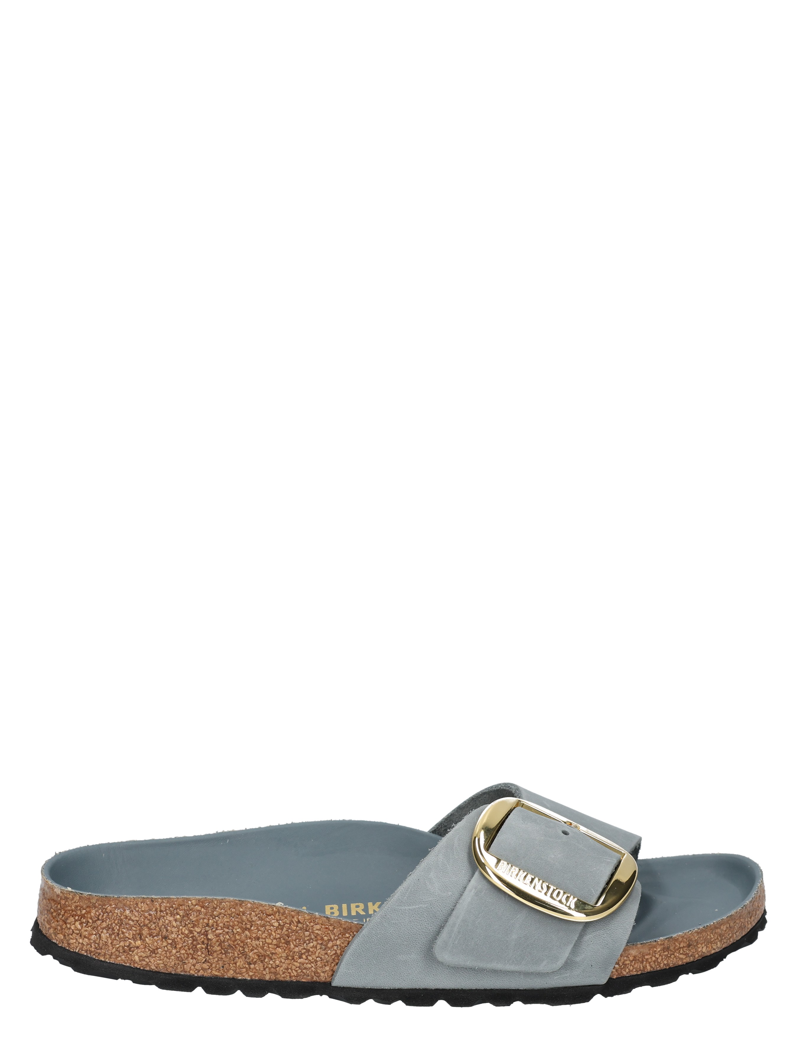 Birkenstock - Madrid Women Big Buckle Leather Oiled Basalt Grey Narrow - Dames - Slippers - 49858_99_2