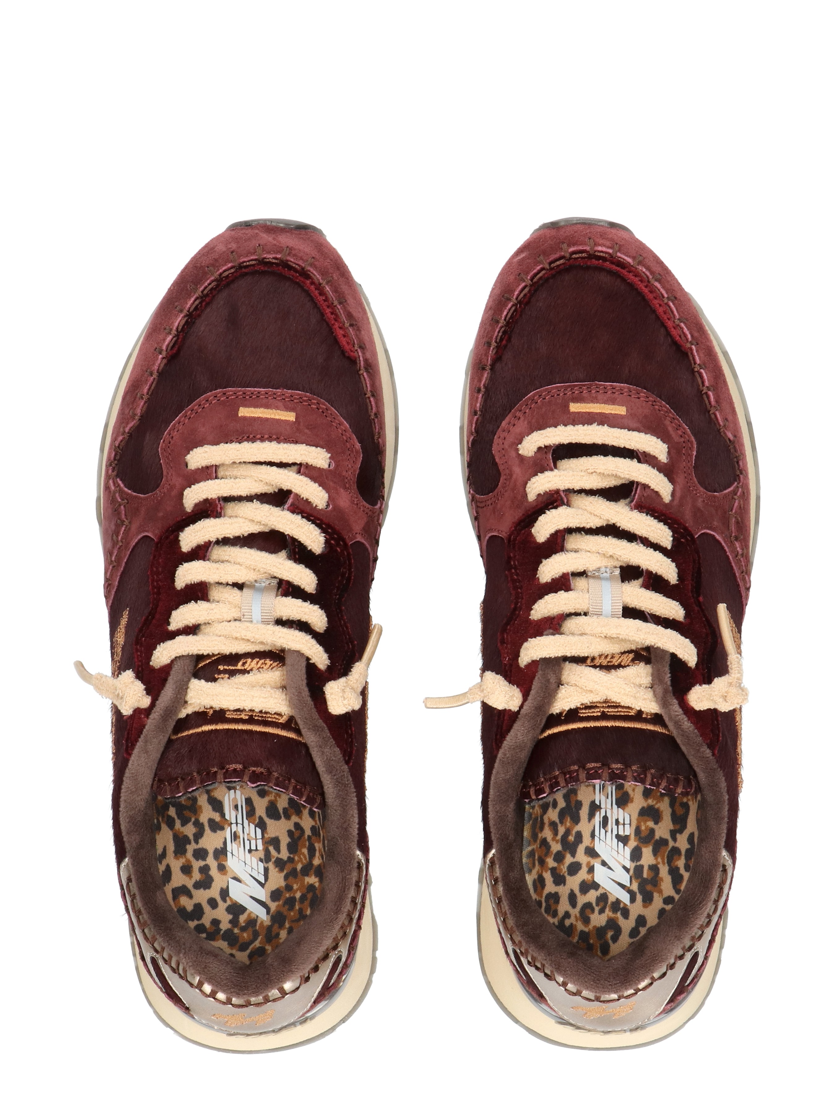 sneakers, rood, suède, loperzool, leopardvoering