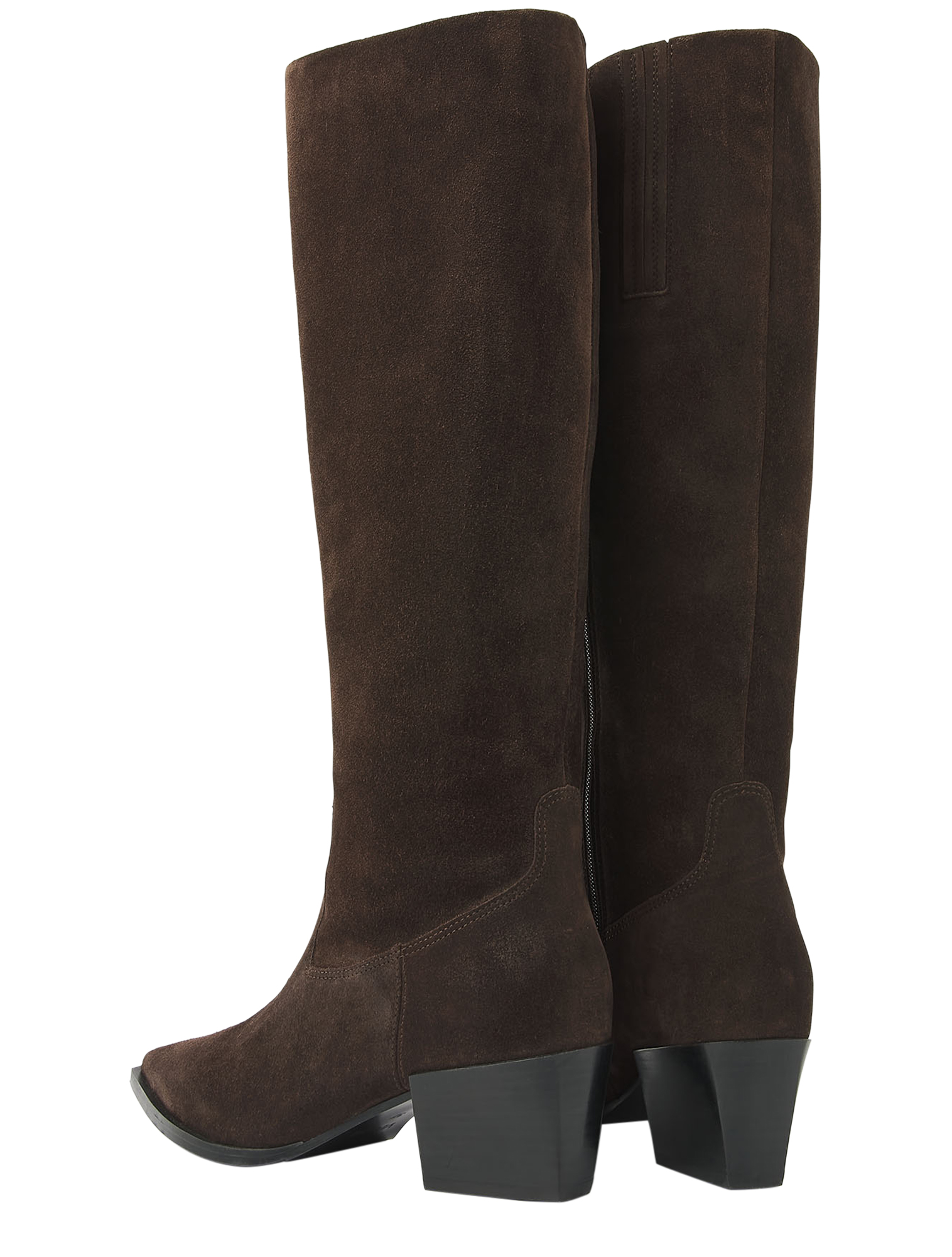 knielaarzen, laars, bruine suède, knee-high, hielhoogte
