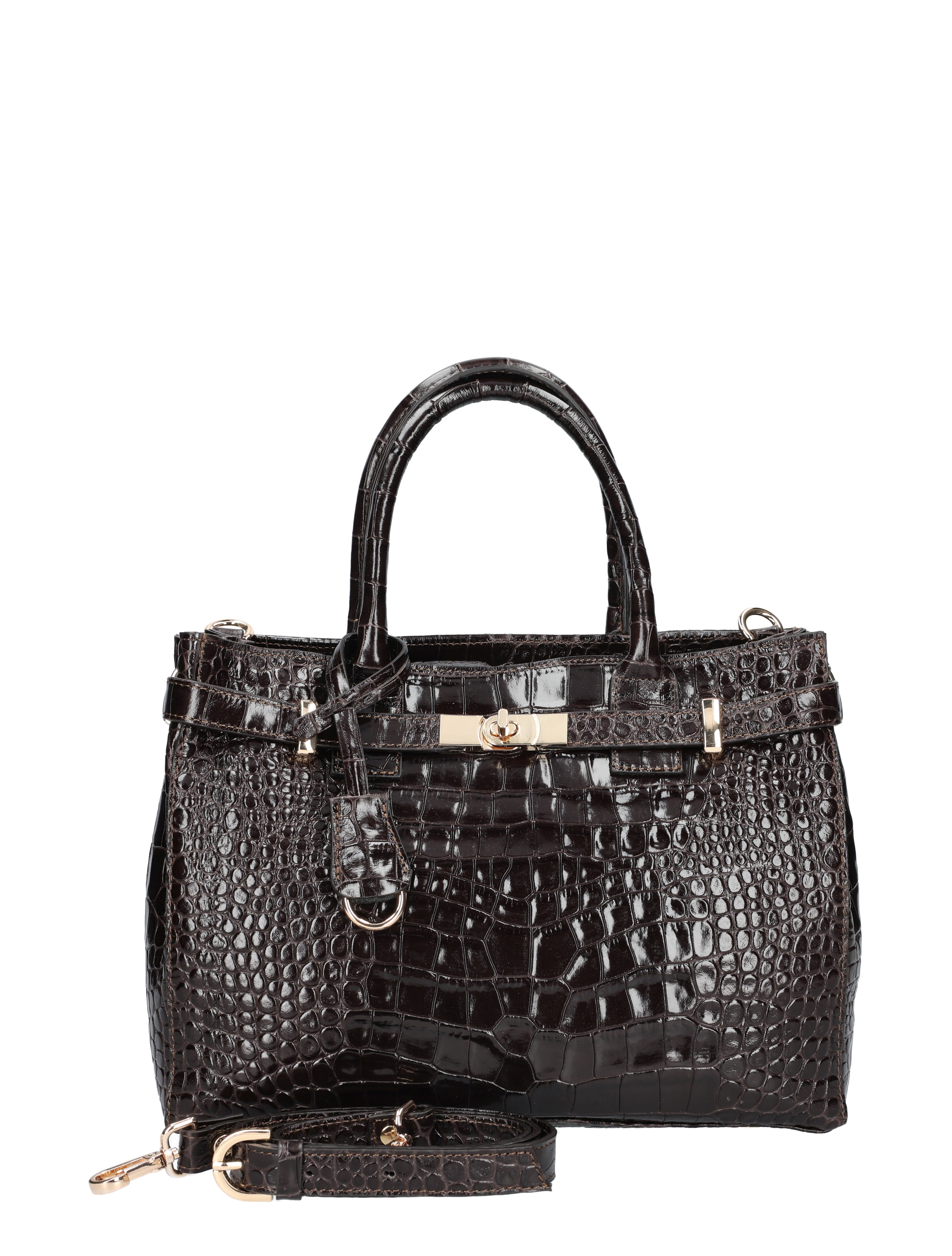 handtas, leren, croco, zwart, schouderriem