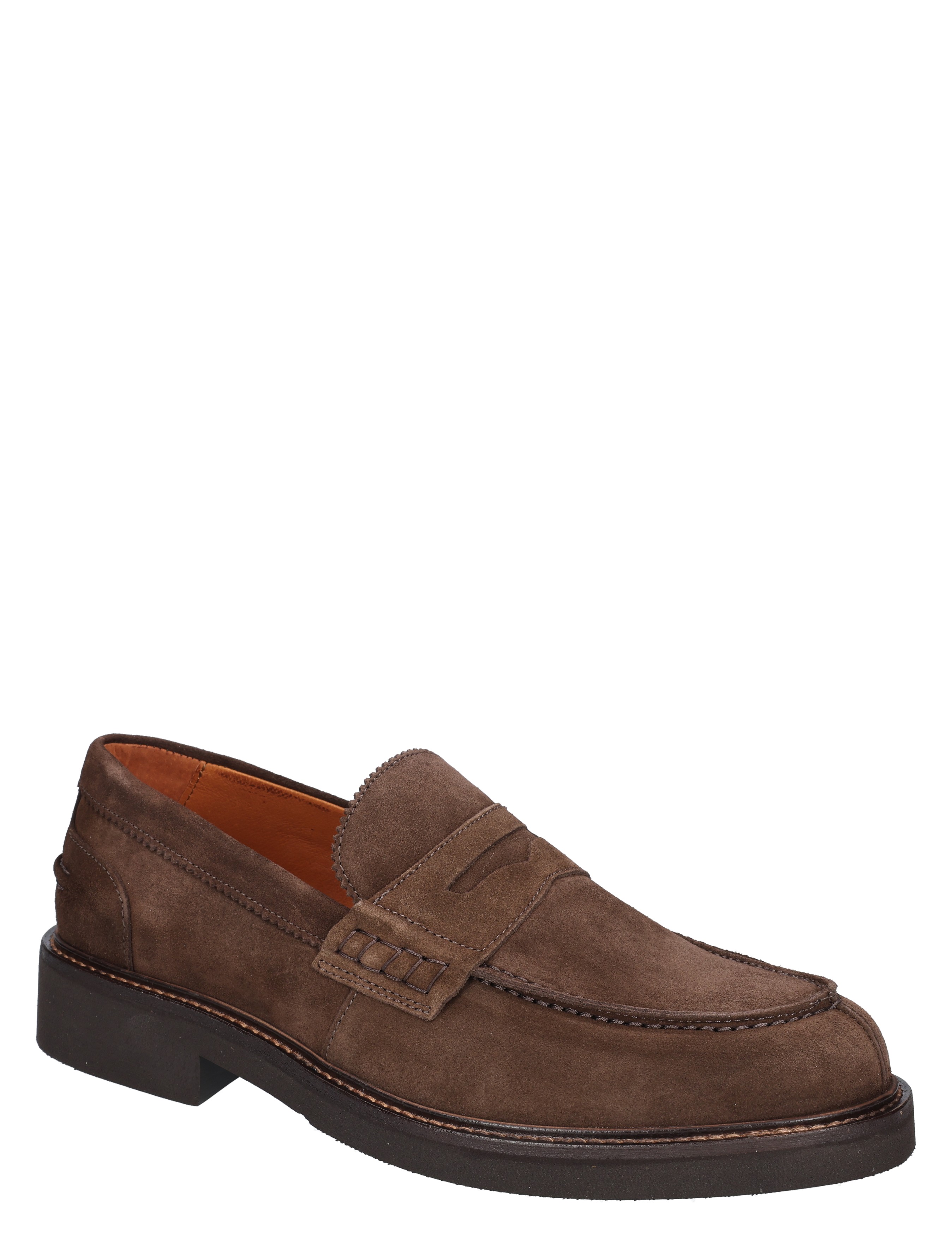 l Luiwera, brown, loafers, suede, slip-on, dress shoe, low heel, moccasin-like, stitching
