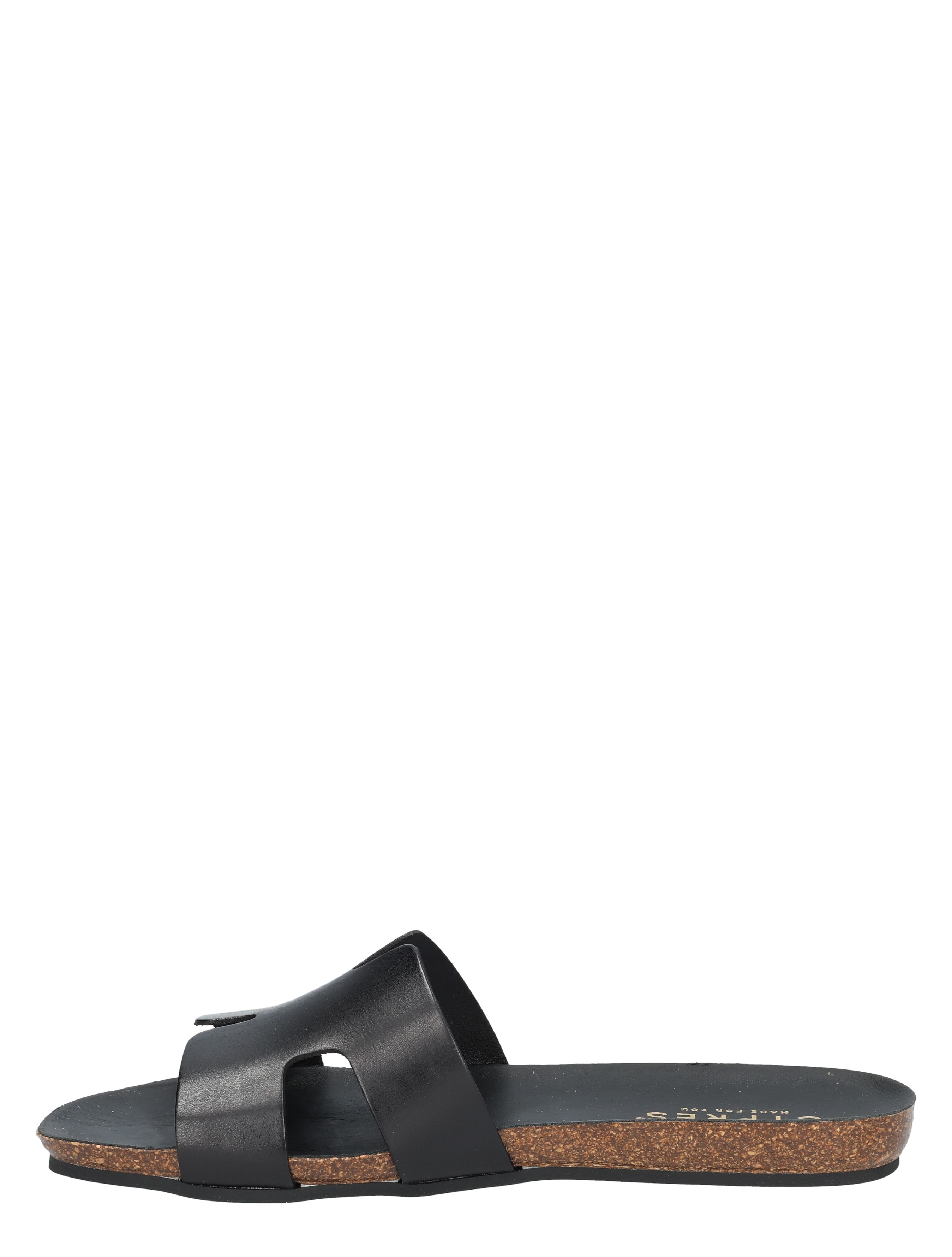 slipper, sandalen, zwart, korkzool, open-toe