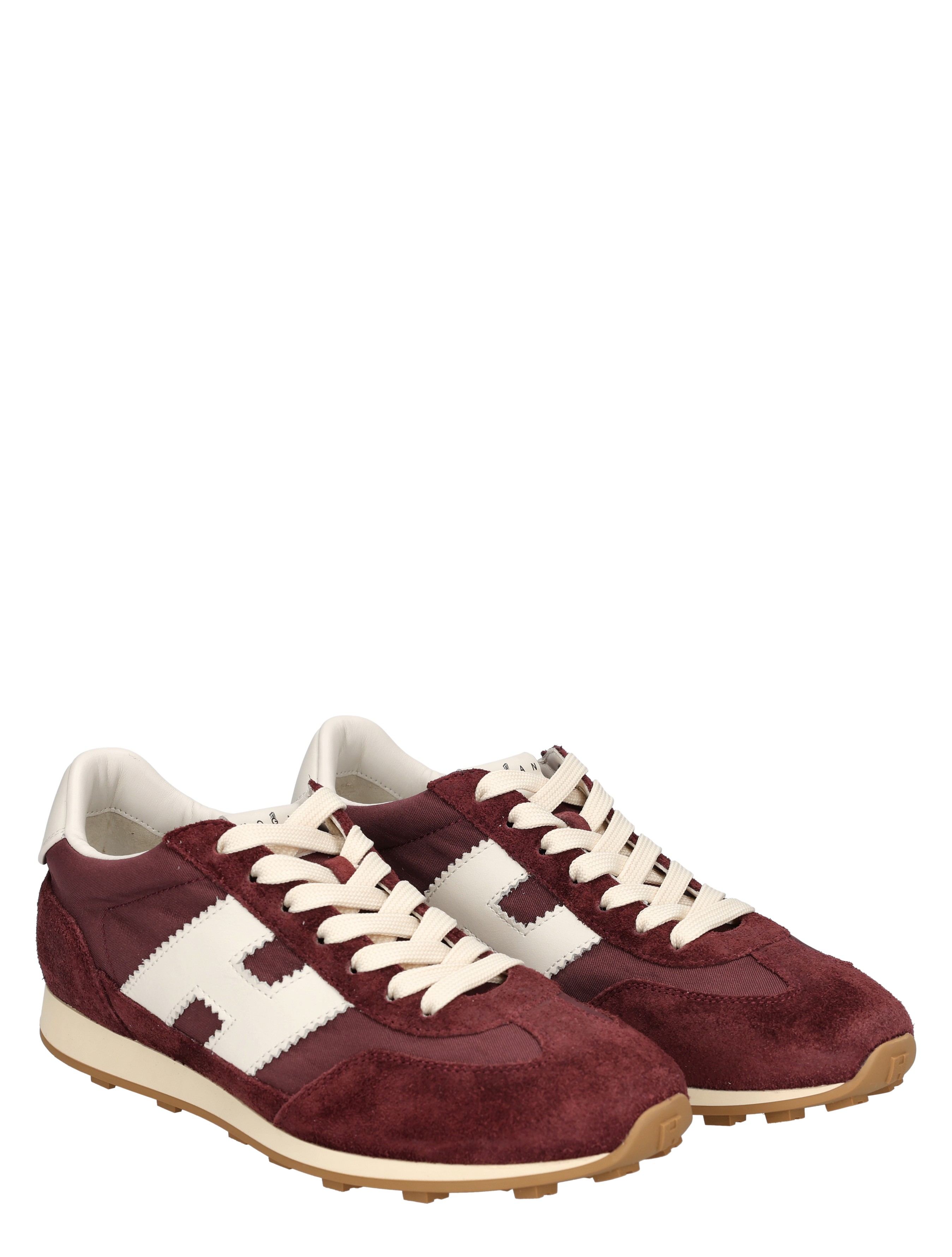 sneakers, maroon, suede, white logo, lace-up