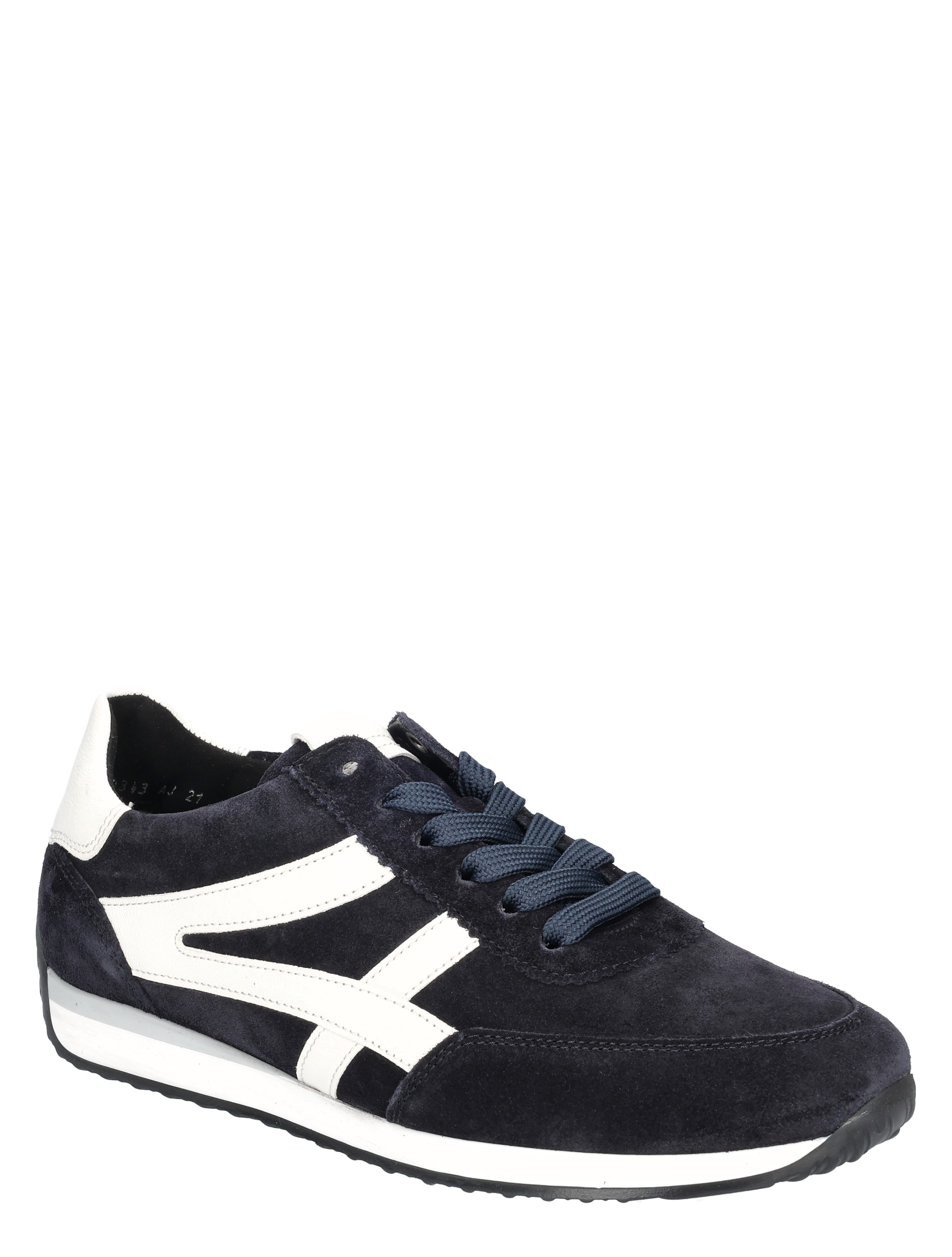 sneaker, enkelvoudig model, donkerblauw, suède, witte overlay