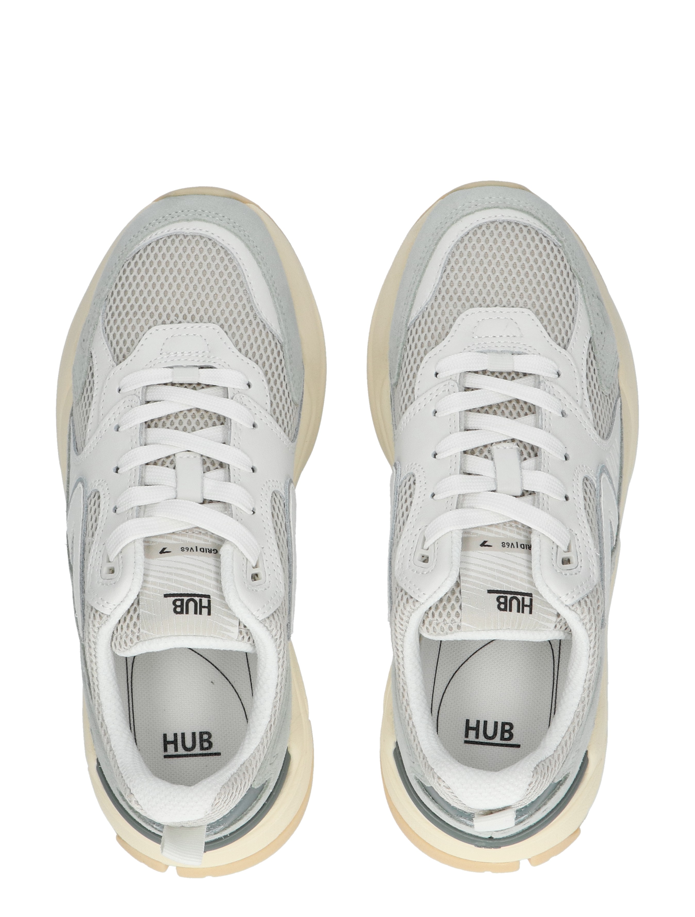 Hub Footwear - Grid Women Ivory Milky Green - Sneakers - Dames - Lage Sneakers - 46788_86_7