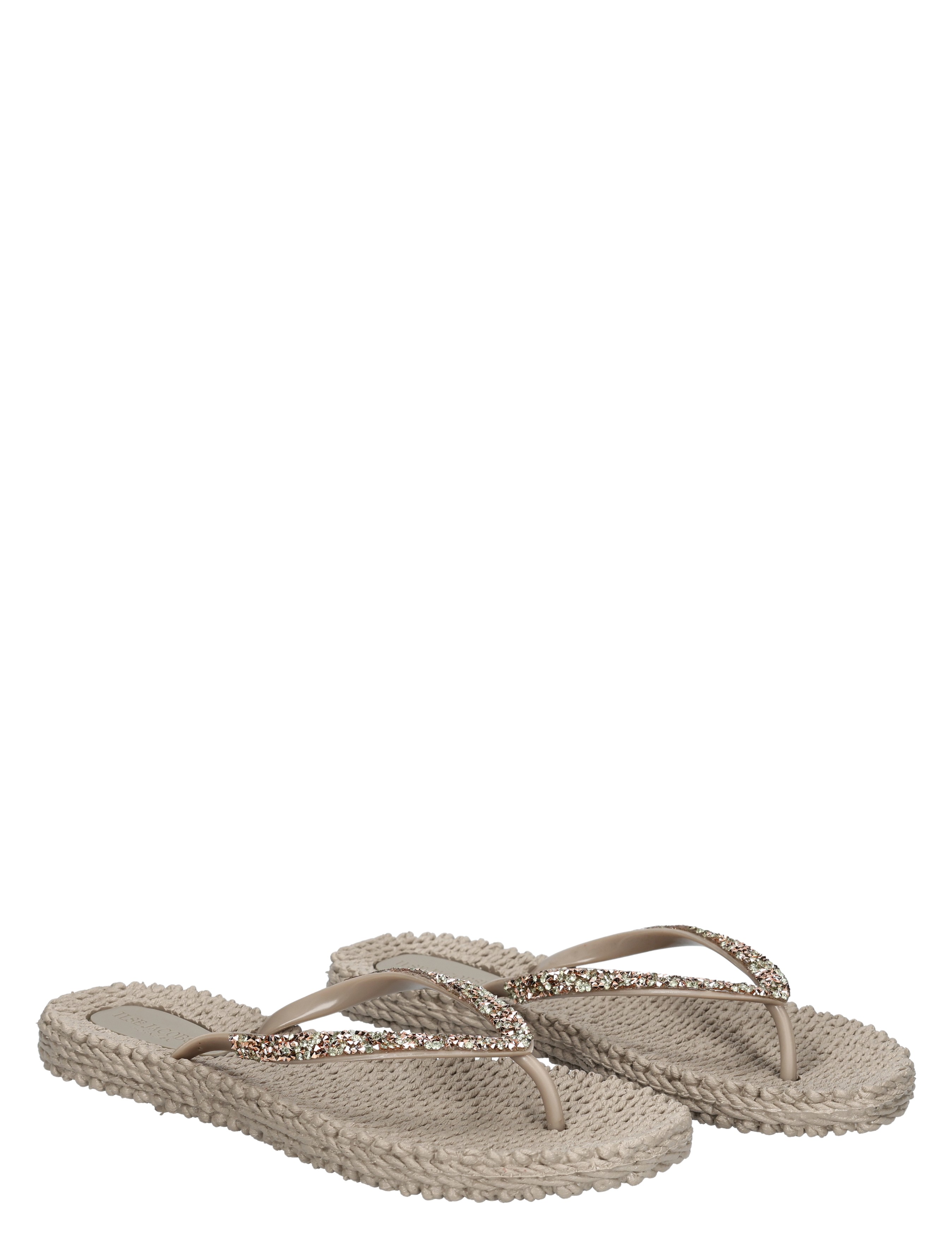 slippers, sandalen, flip-flops, jute, glitterband