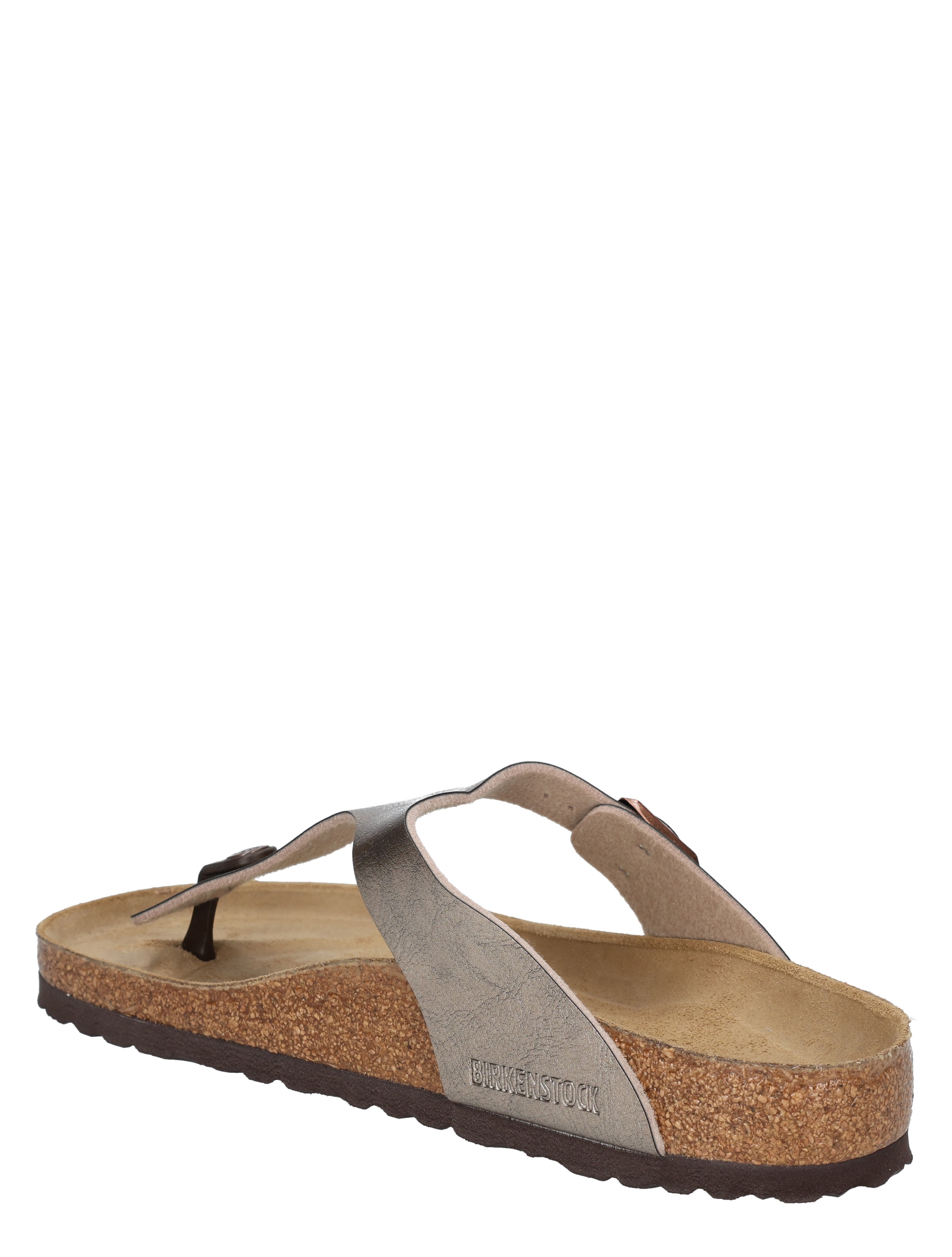 sandal, toe-post, cork sole, metallic strap, birkenstock