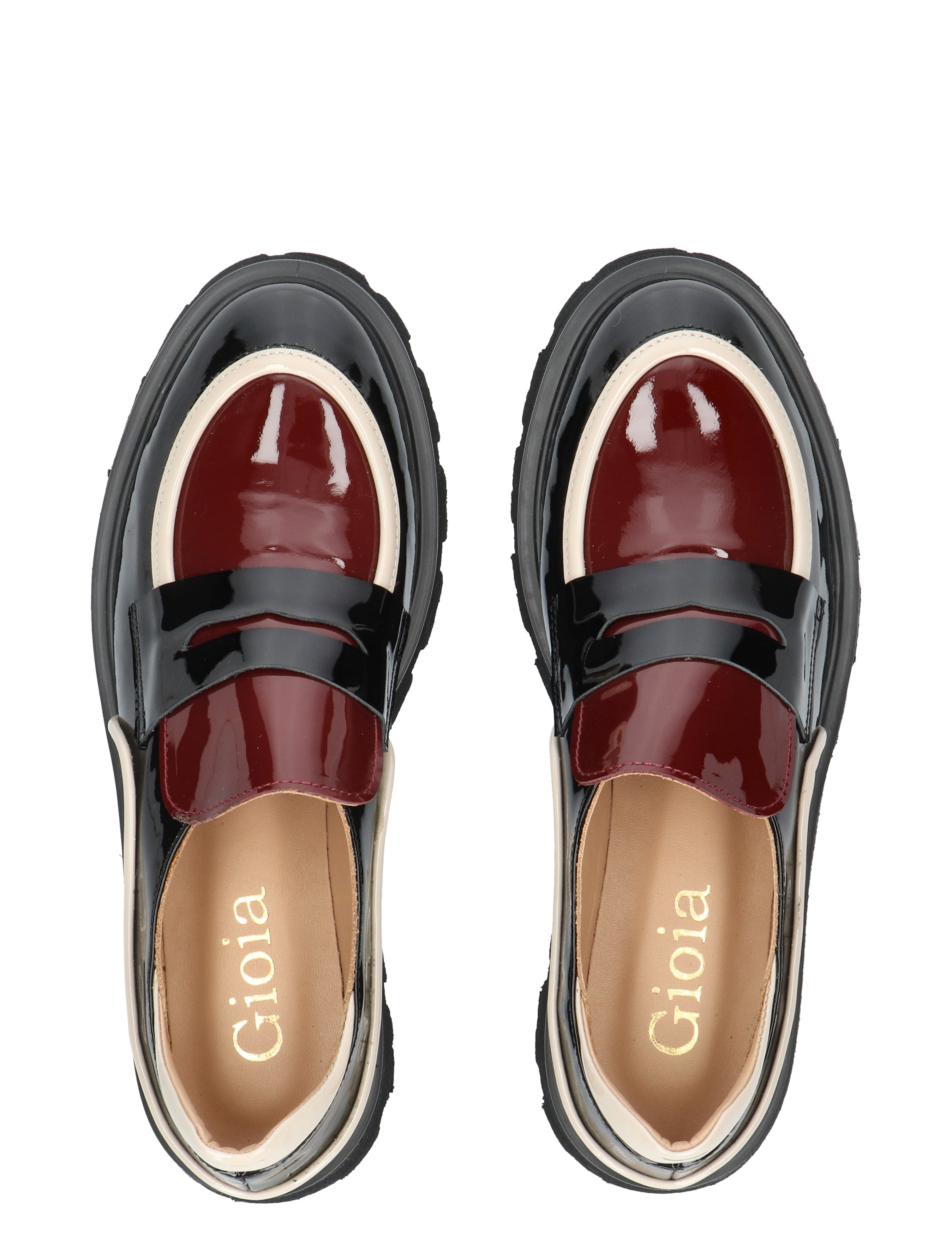 pantoffels, schoenen, lakleer, rood-wit, slip-on