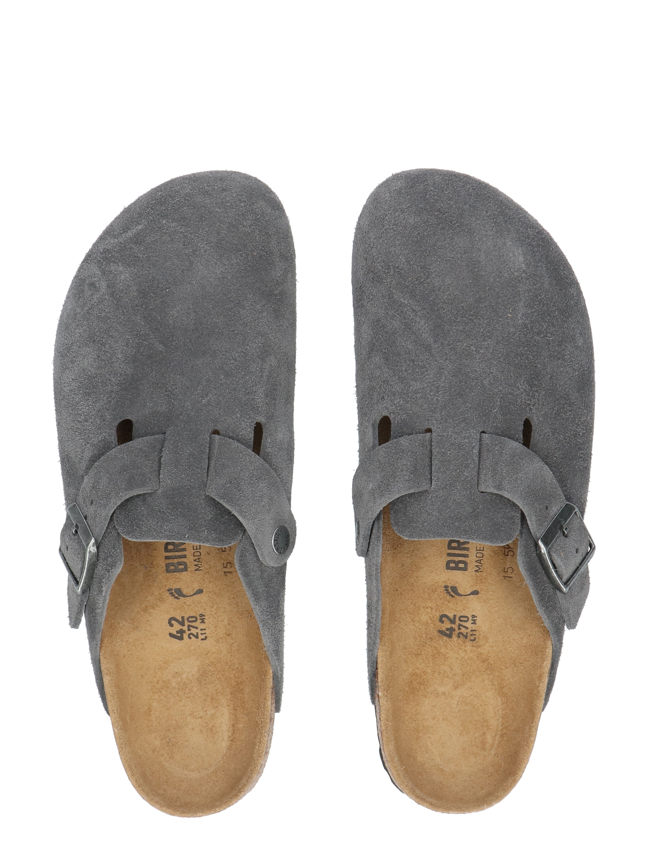Birkenstock - Boston 1031678 Suede Charcoal - Heren - Muiltjes - 49876_99_6