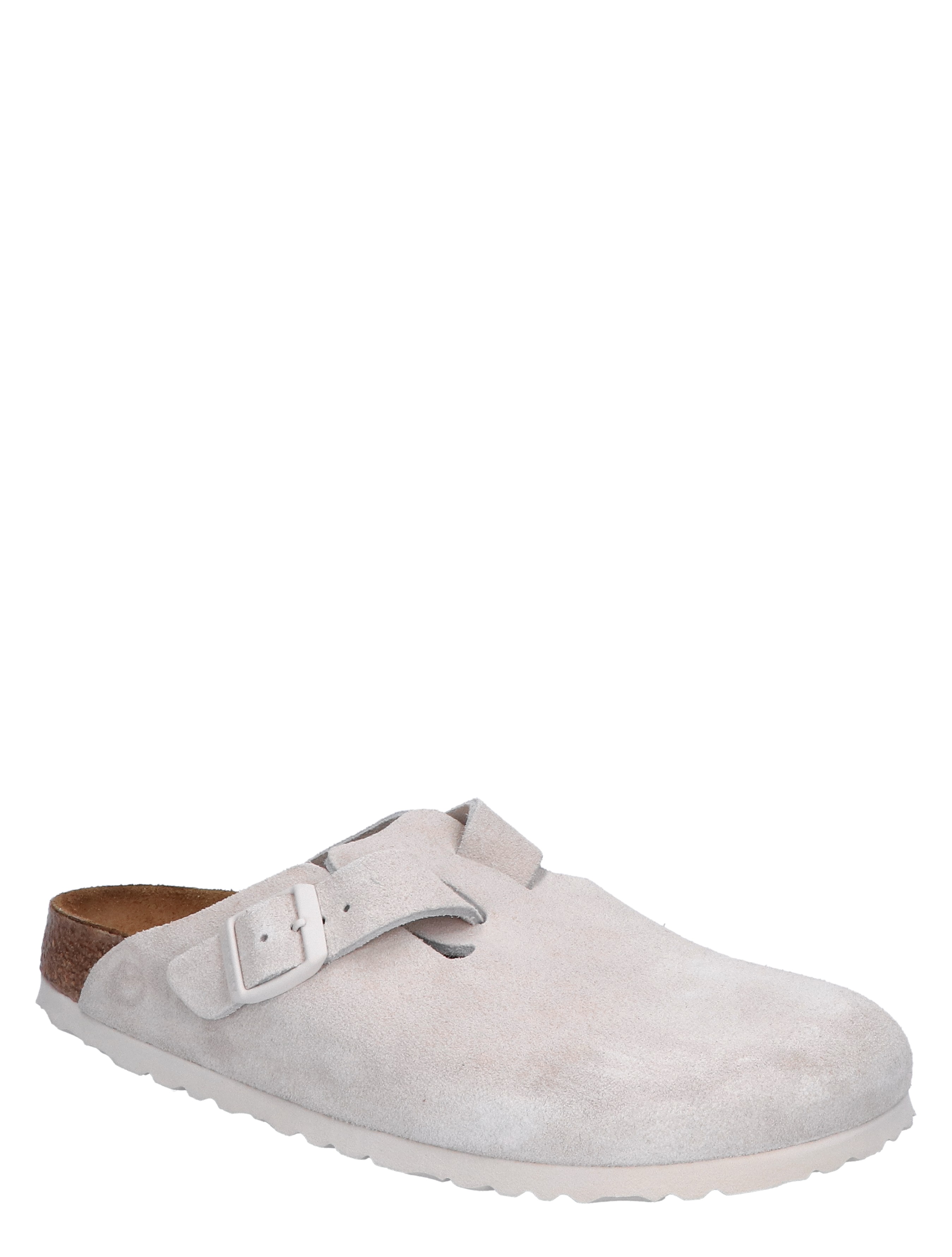 Birkenstock - Boston Women Antic White Suede Narrow - Dames - Slippers - 44667_77_5