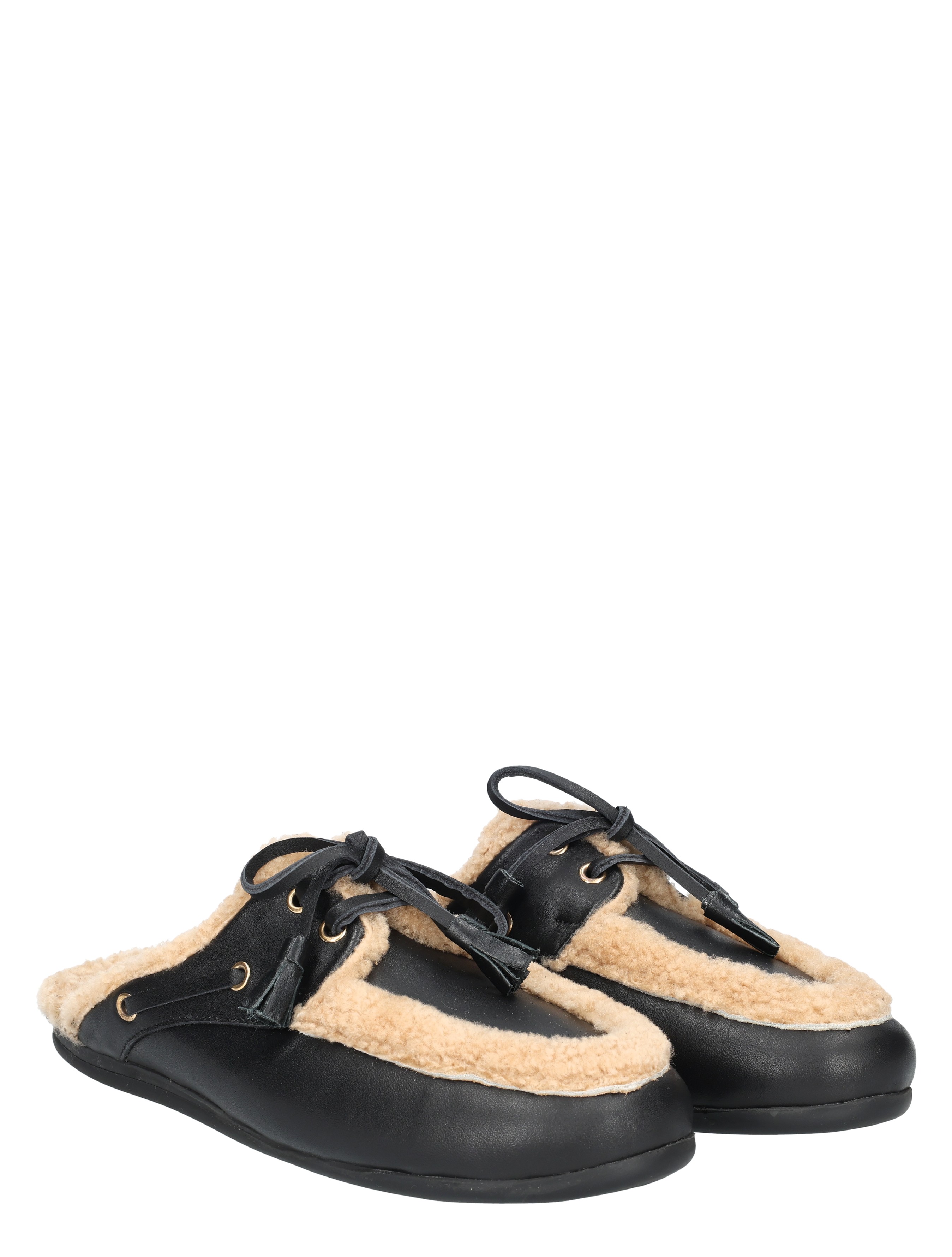 slippers, moccasins, fur-lined, black, slip-on