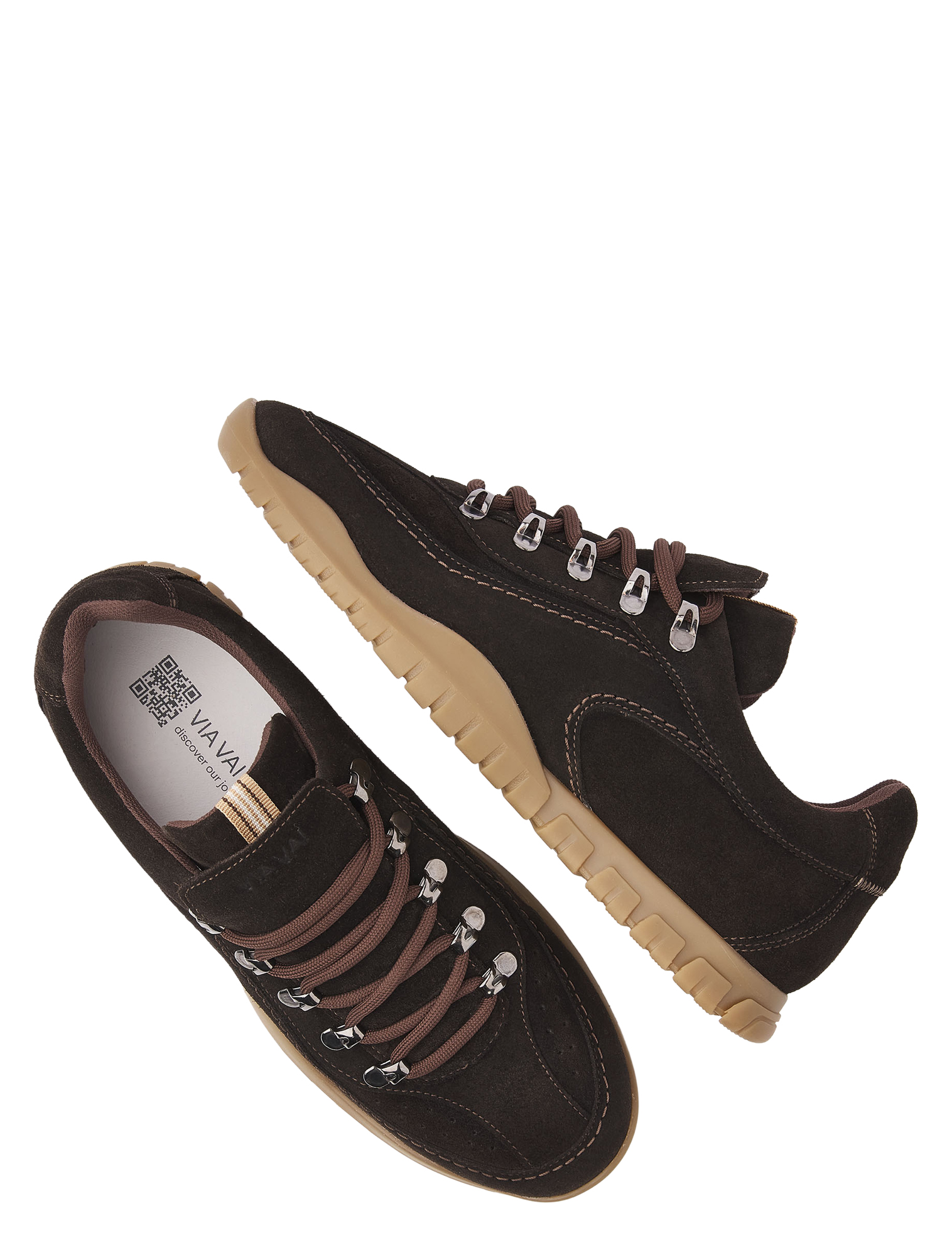 wandelschoenen, bruin, leerlook, lugzool, anatomische voering