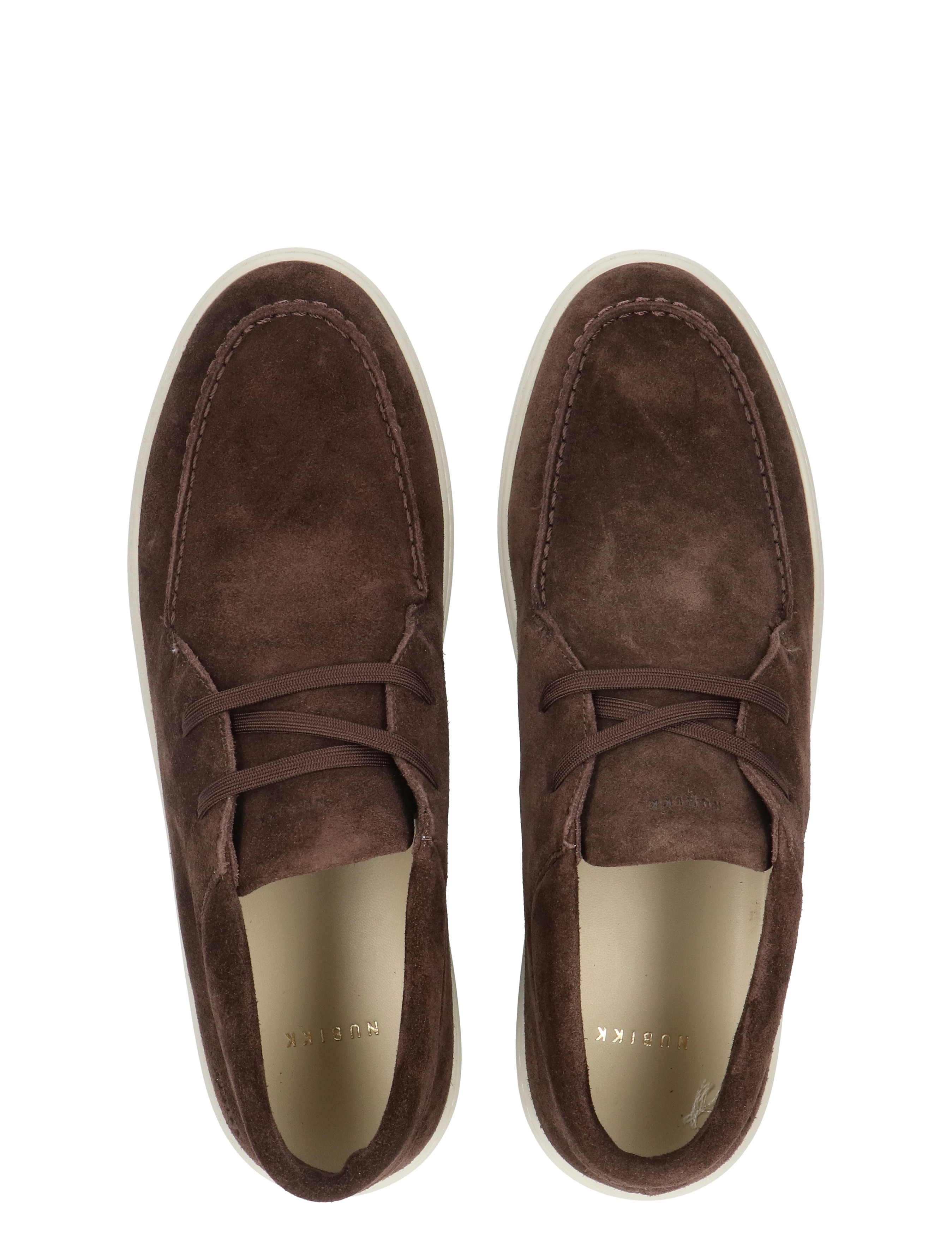 bruin suède schoenen, suède loafers, veterschoenen, witte zool, herenschoenen