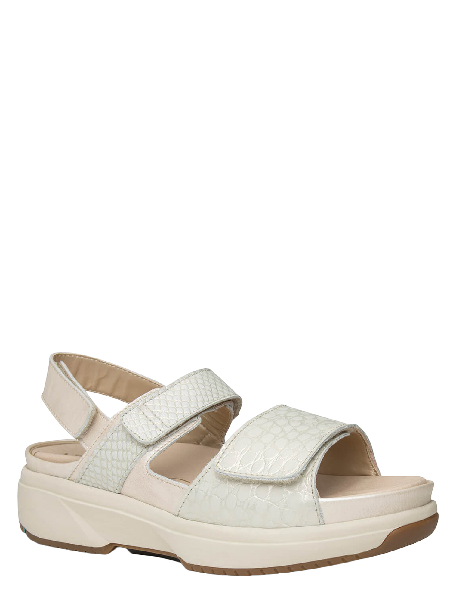 sandalen, wedge, tweezijde, strap, ligge kleur