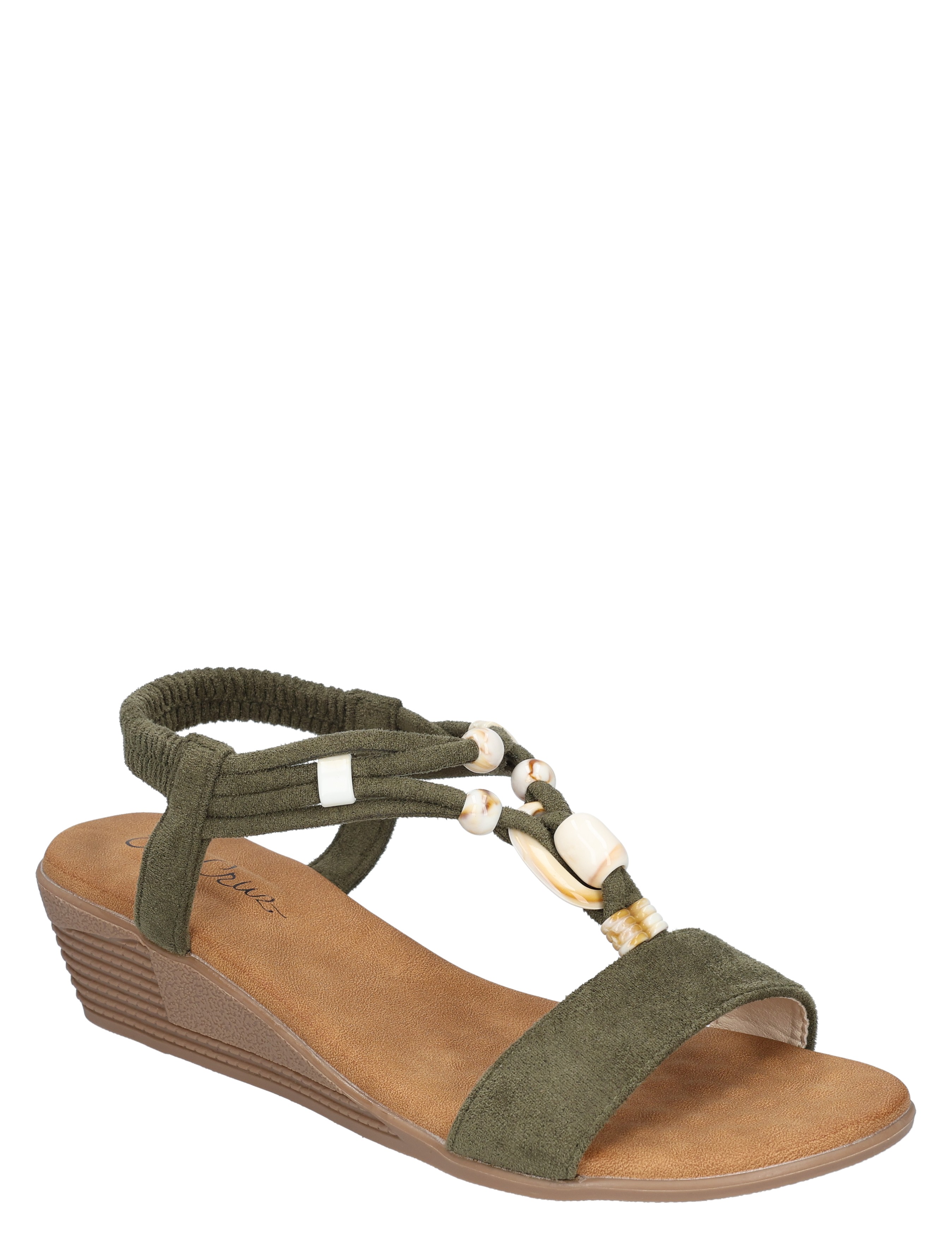 sandalen, wedge, slip-on, donkergroen, kettingklep