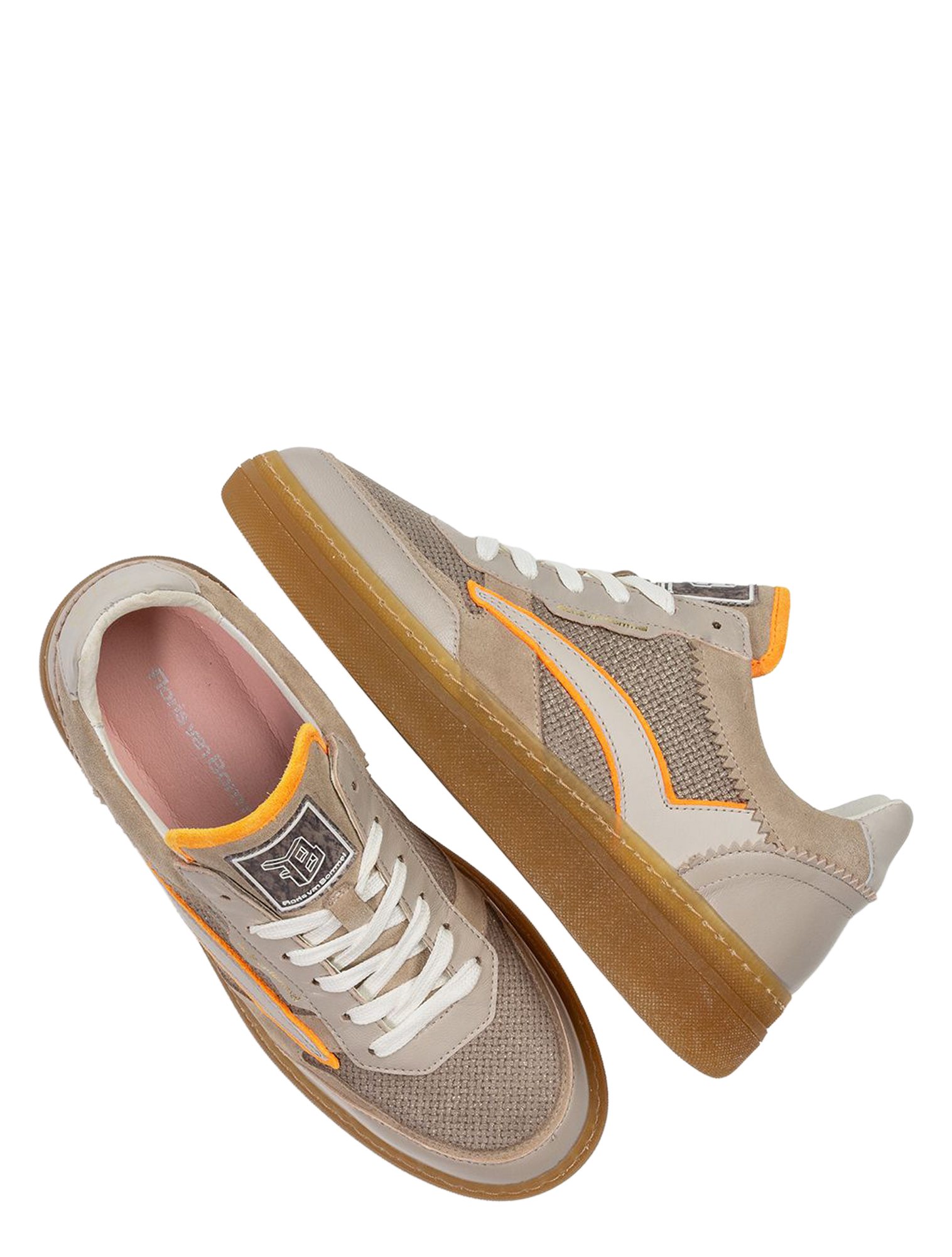 sneakers, couture, suede, casual, oranje accenten