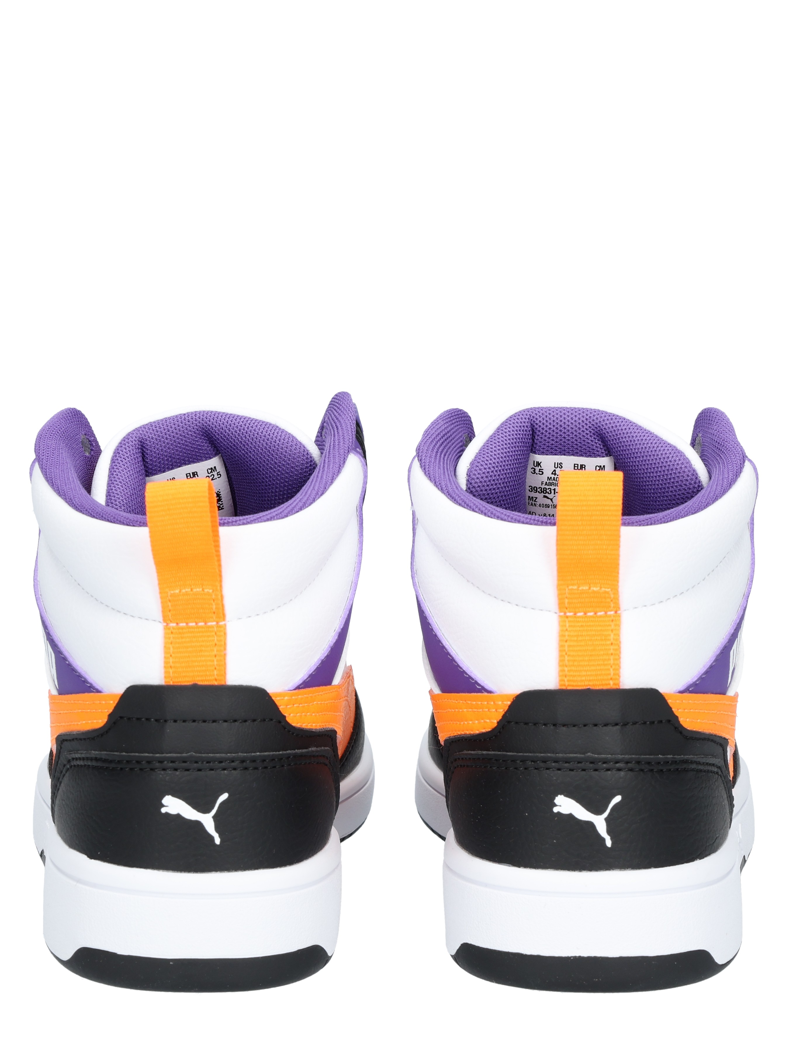 Puma - Rebound V6 Mid Jr 34 White Orange Black - Meisjes - Jongens - Sneakers - Lage Sneakers - Sneakers - Hoge Sneakers - 48078_84_6
