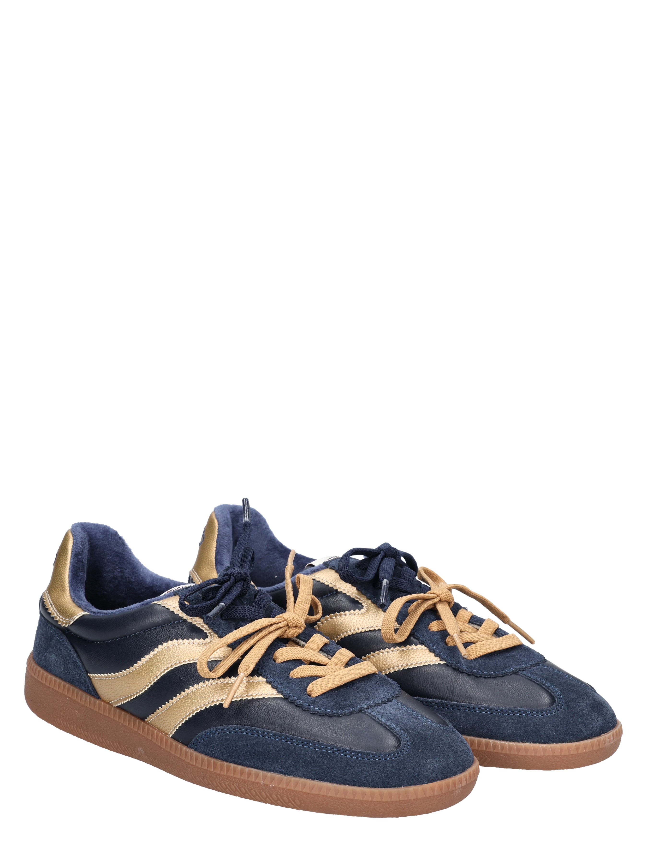 sneakers, sneaker, navy blauw, gum zool, gouden accenten