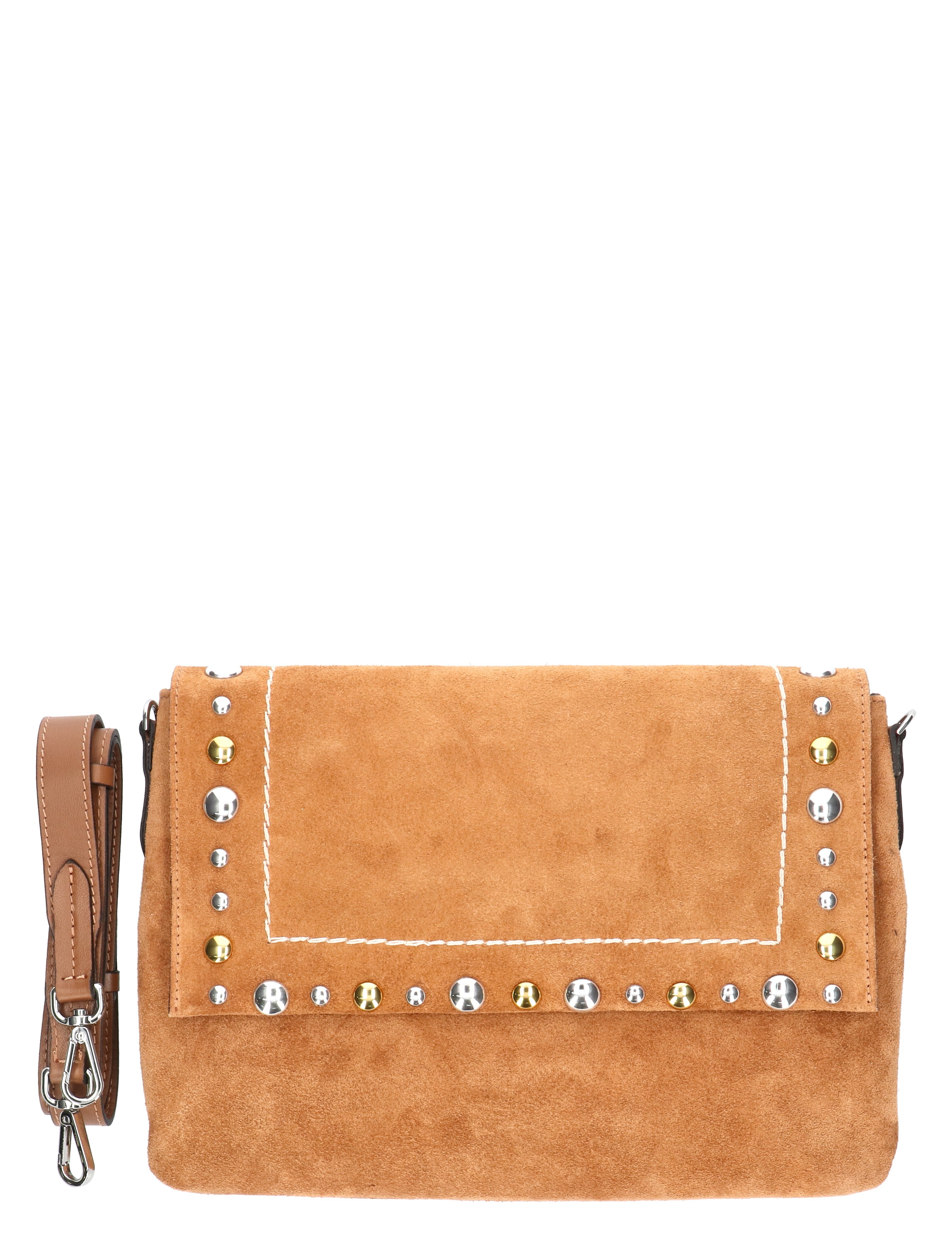 suede, clutch, handtas, riem, studs