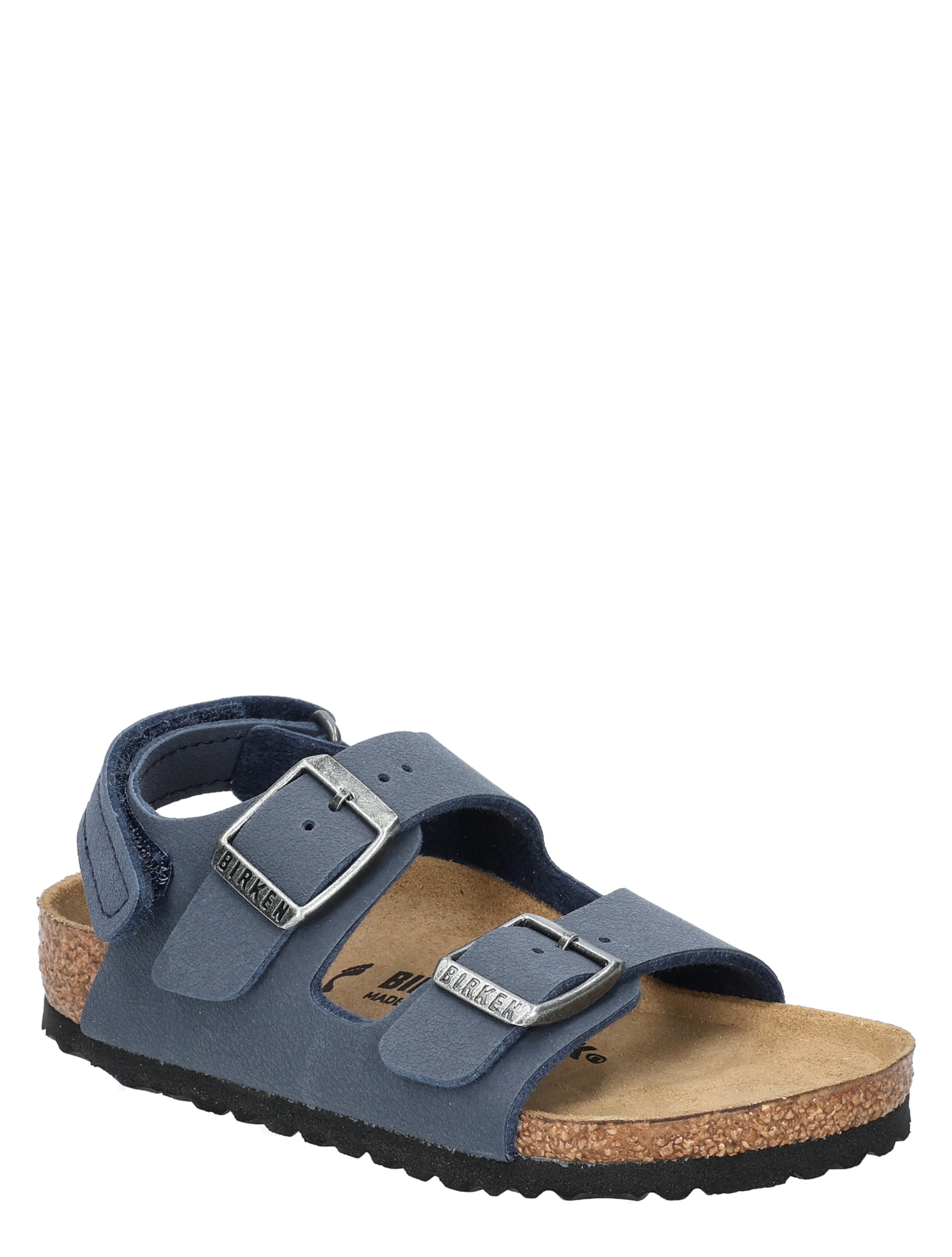 sandal, blauw, twee gesp, kurkzool, voetbed