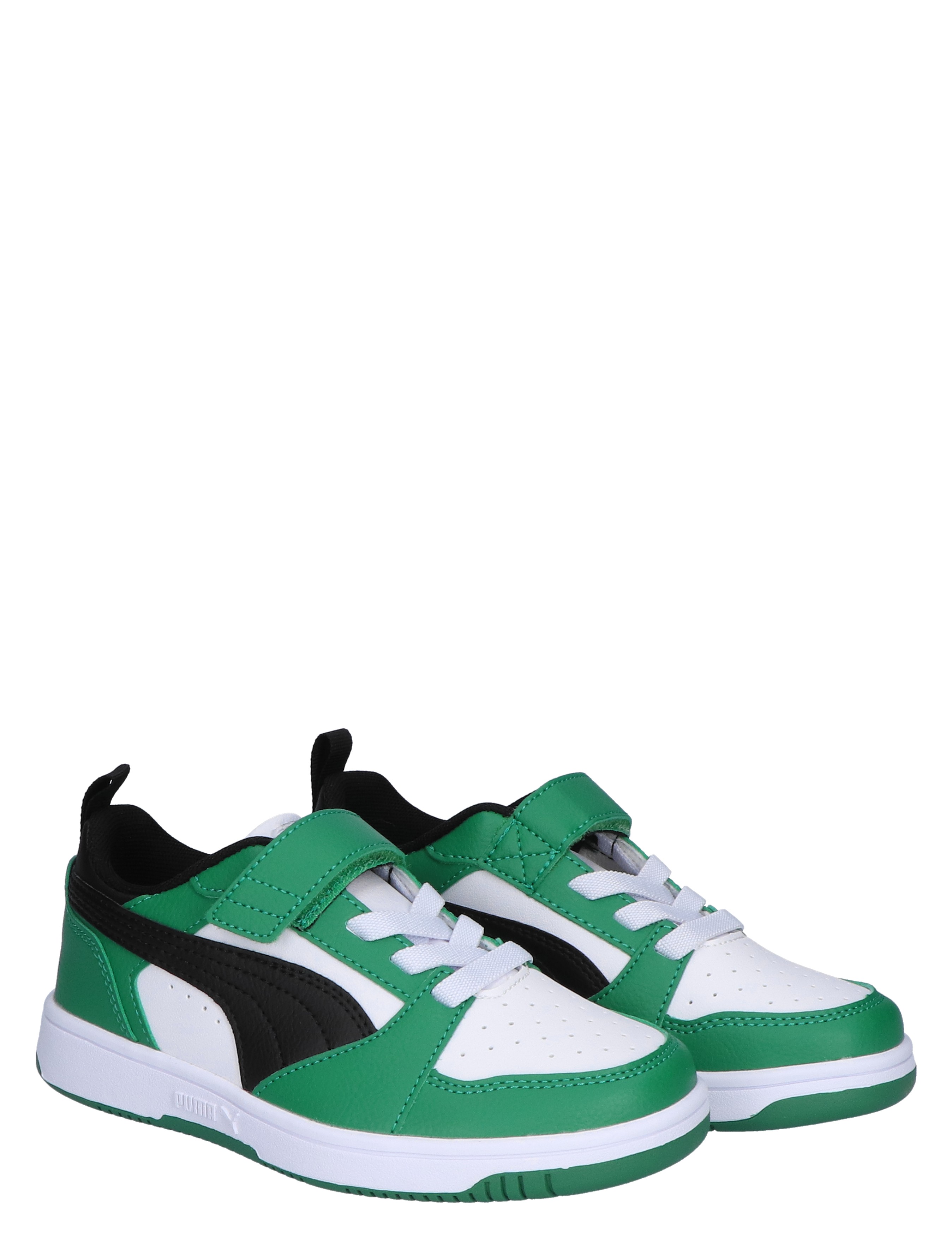 Puma - Rebound V6 Low Basket Velcro White Black Green - Meisjes - Jongens - Sneakers - Lage Sneakers - Lage Sneakers - Sneakers - Klittenbandschoenen - Klittenbandschoenen - 46452_86_5