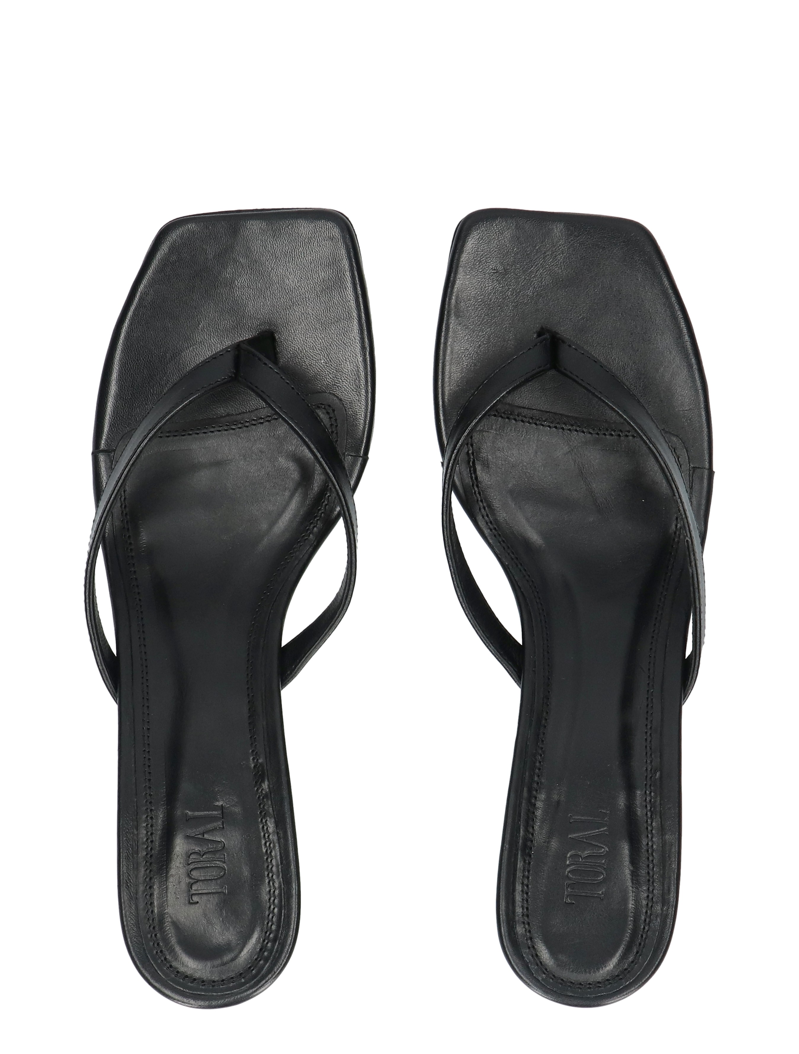 sandalen, slippers, zwarte, leren, flip-flop