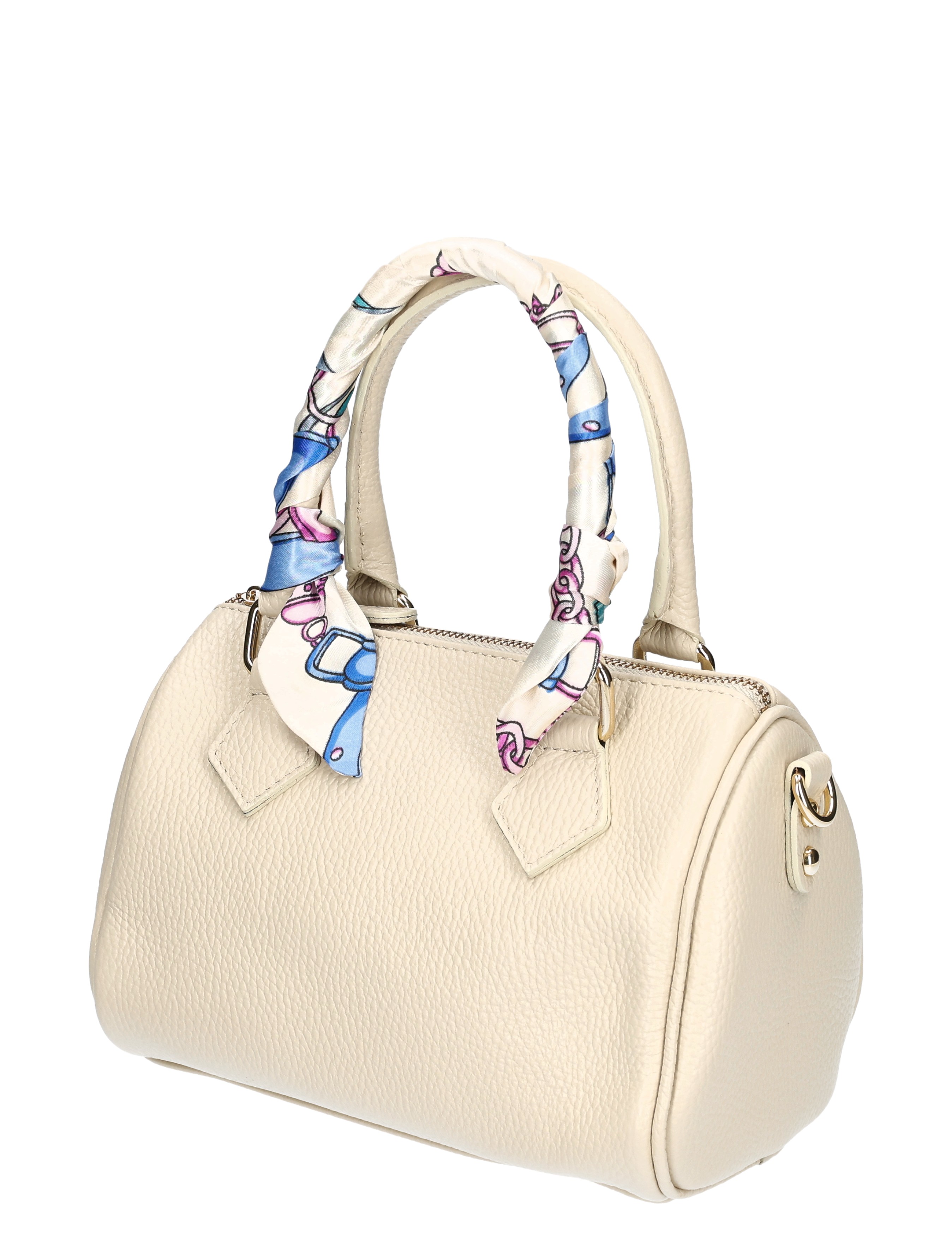 handtas, tas, creme, scarf-detail, textuur–leder