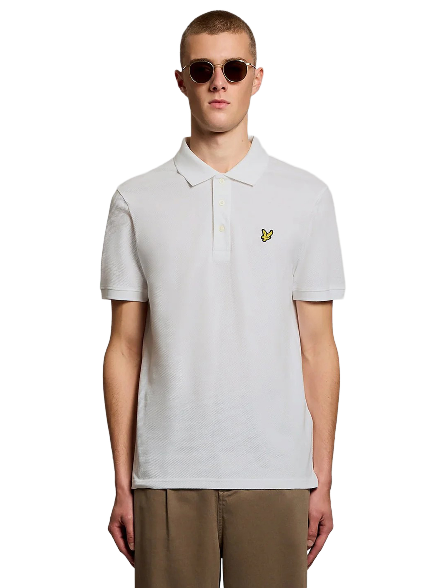 Lyle and Scott - Popcorn Jacquard Polo Shirt White - Heren - T-Shirts & Polos - 49960_88_2