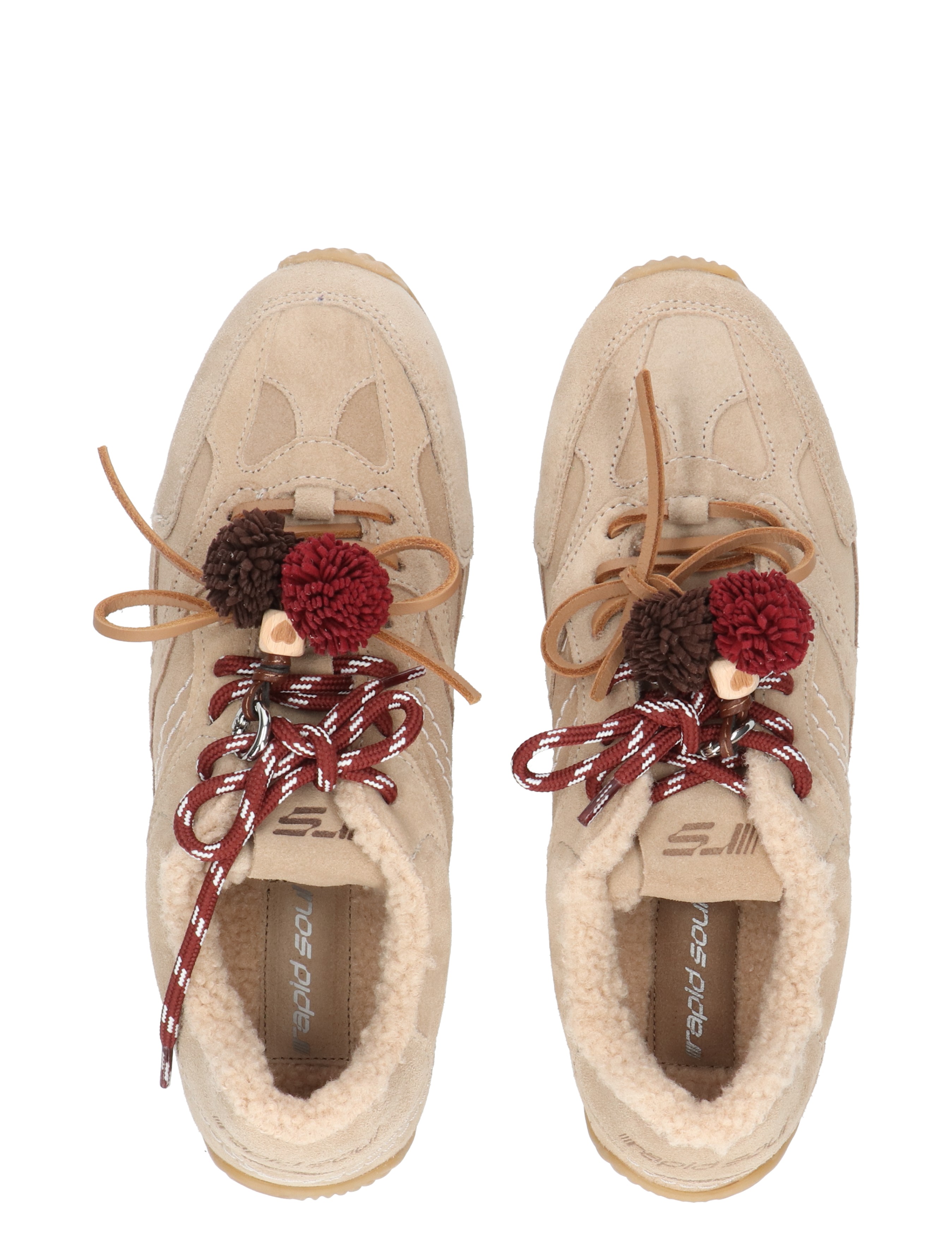 teesels, boots, sneakers, pompons, suede