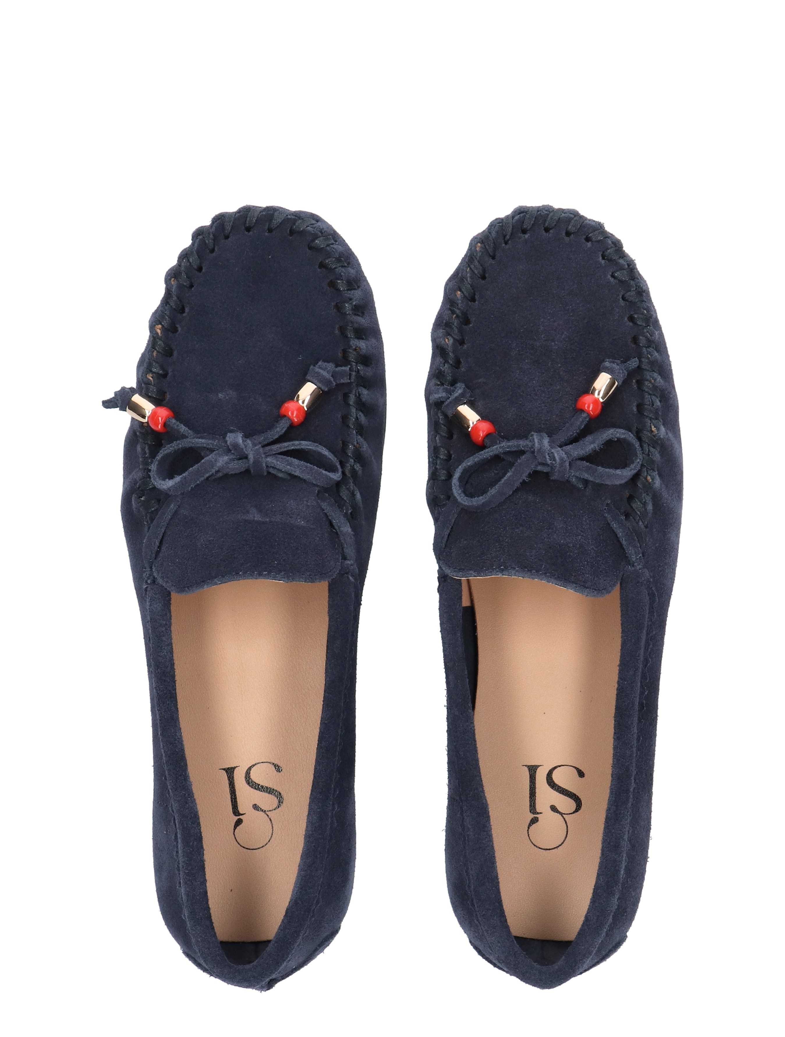 loafer, mocassins, suede, donkerblauw, veters