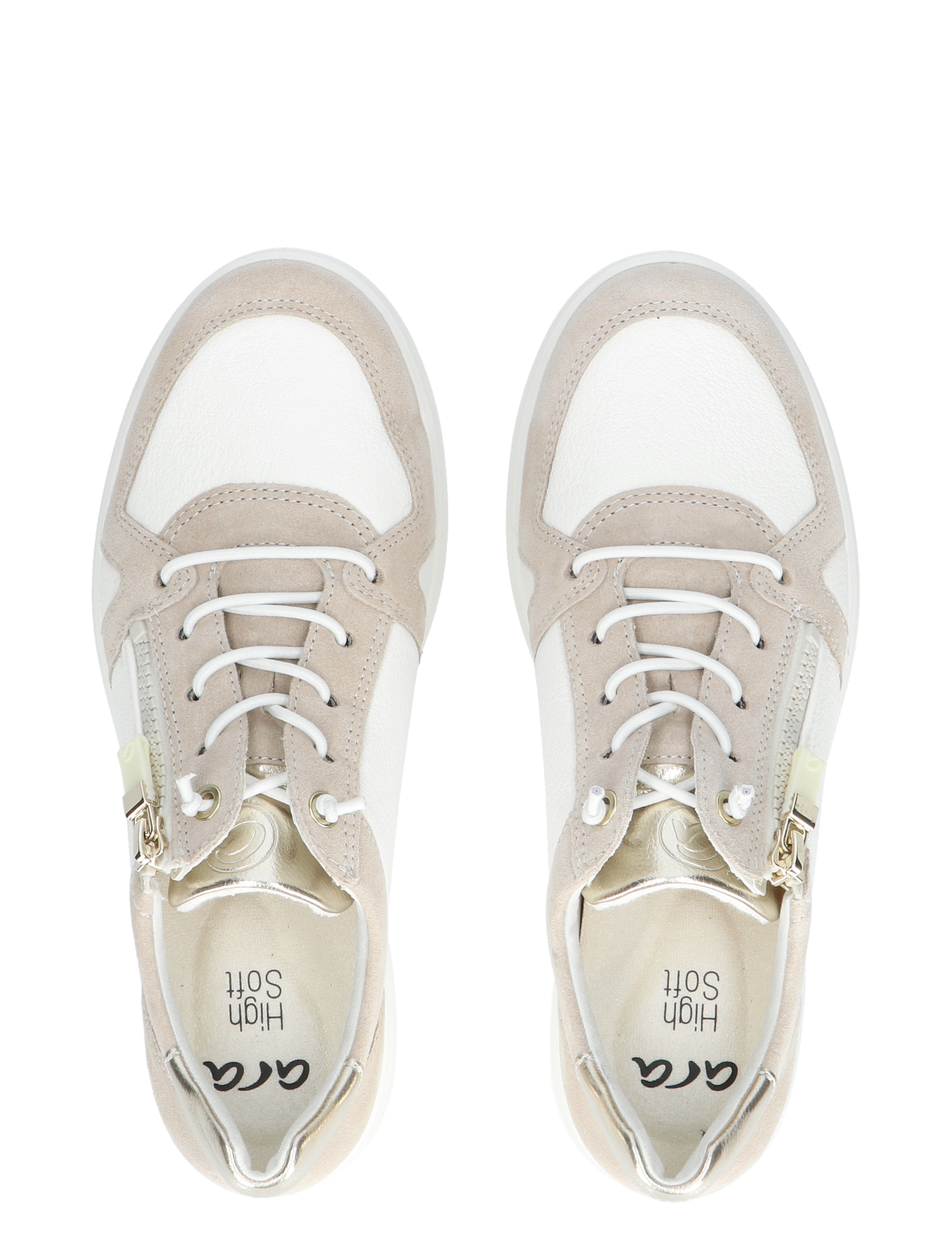 Ara - 12-23914-05 Cream Beige Silver H-Wijdte - Dames - Veterschoenen - Casual Veterschoenen - 47066_77_7