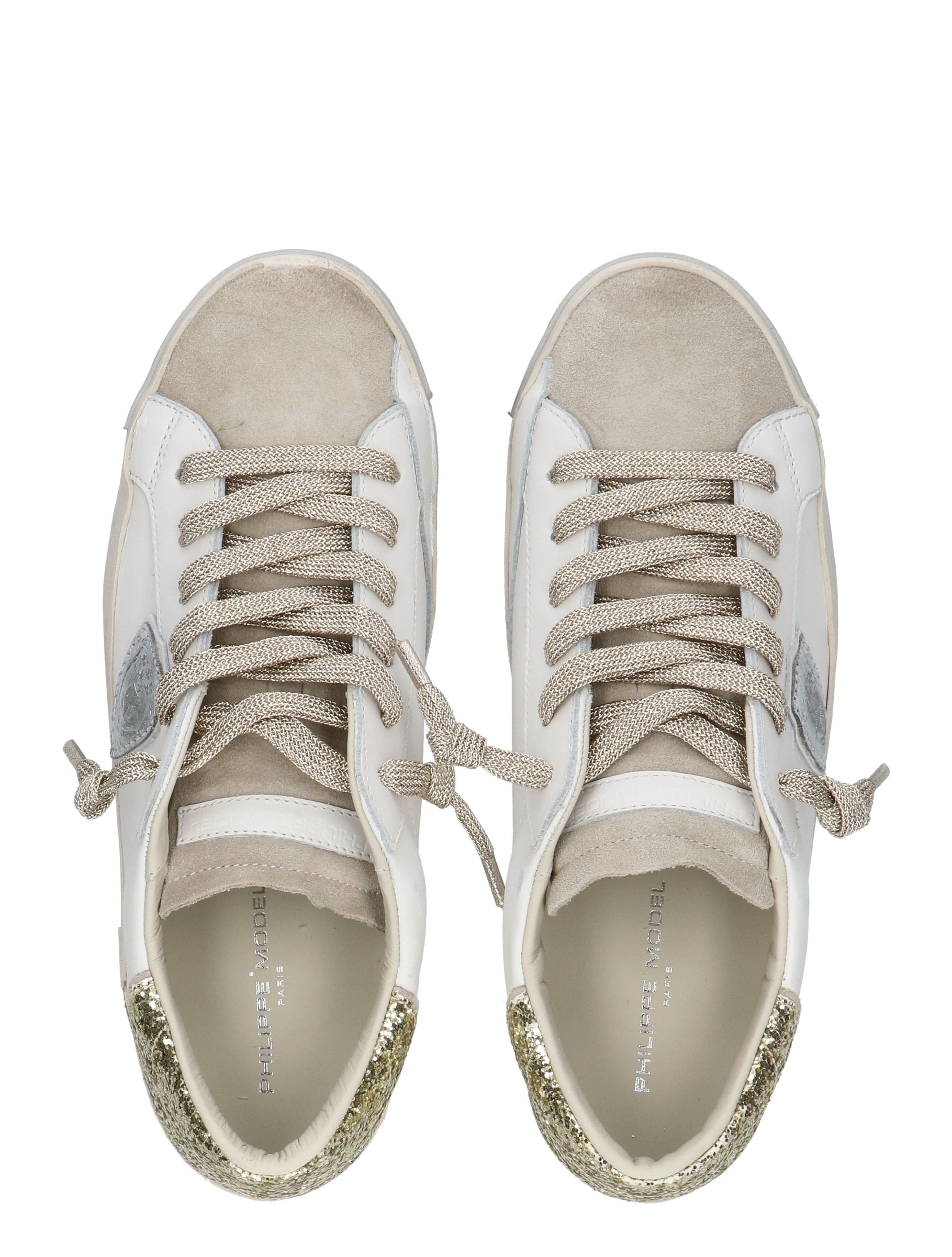 Philippe Model - PRLD PRSX Low Woman VGX2 Veau Glitter Mixage Blanc - Dames - Sneakers - Lage Sneakers - 49966_87_8