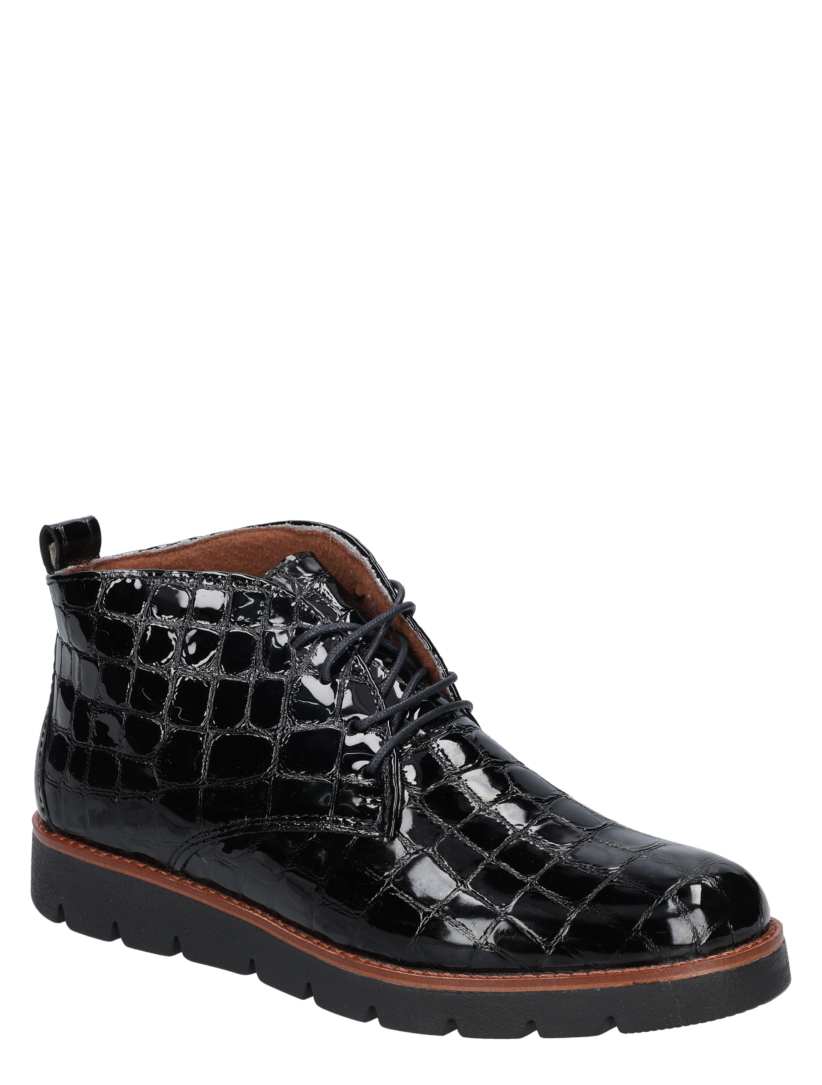 laars, ankleboot, lakleer, zwart, glanzend