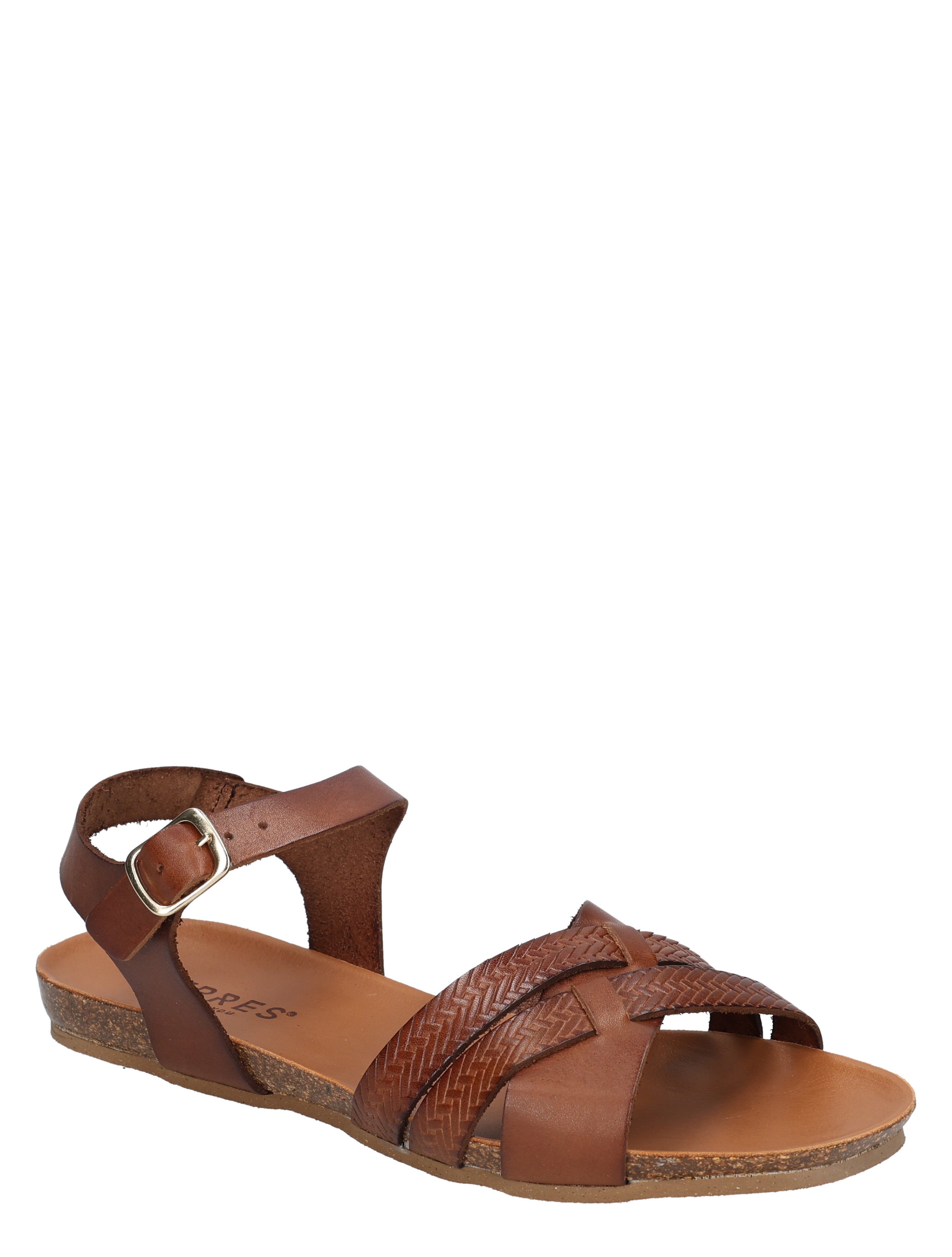 sandalen, bovenmateriaal leer, bruin, open teen, enkelband