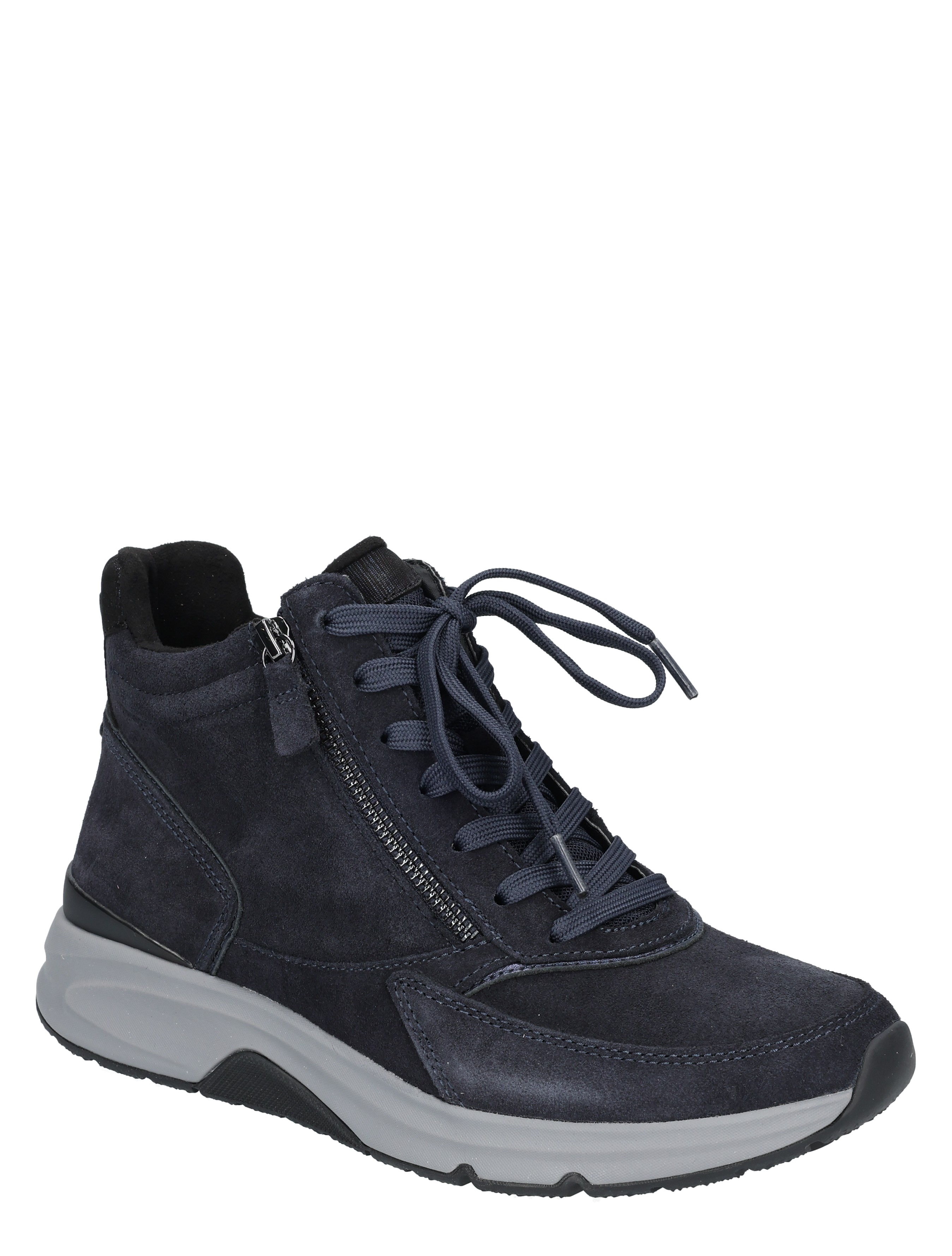 bott, sneaker, suède, zwart, veters