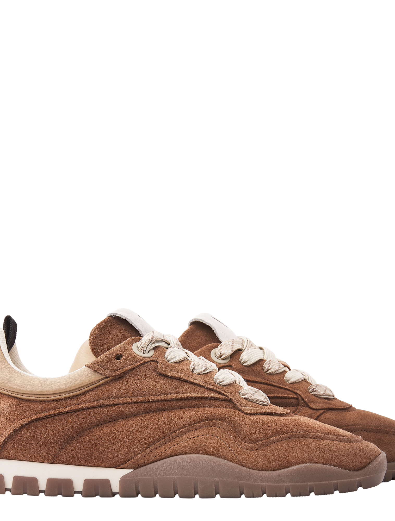 sneaker, bruin, suede, loper, veters